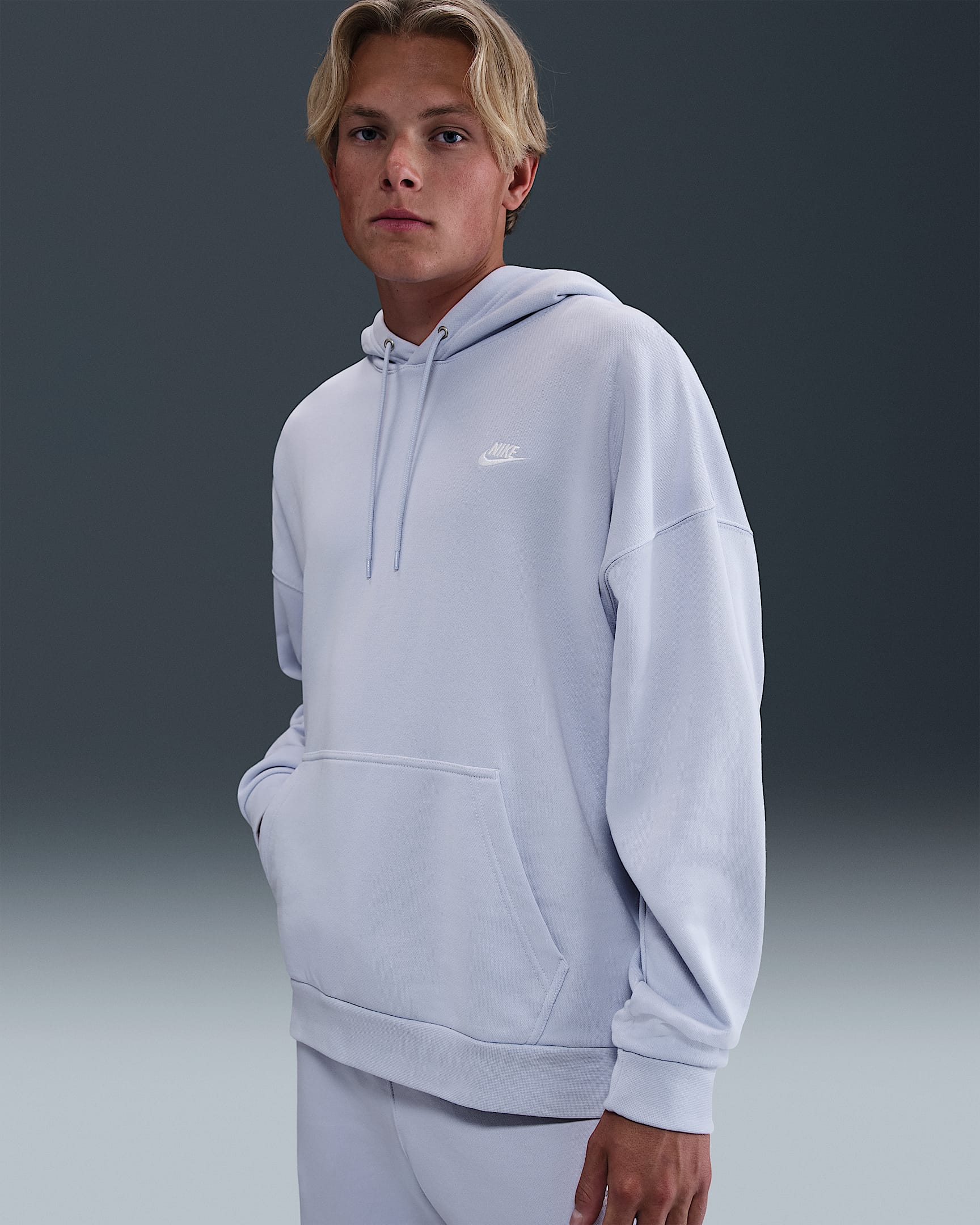 Nike Club Fleece extragroßer Hoodie aus French-Terry (Herren) - Ghost/Ghost/Weiß