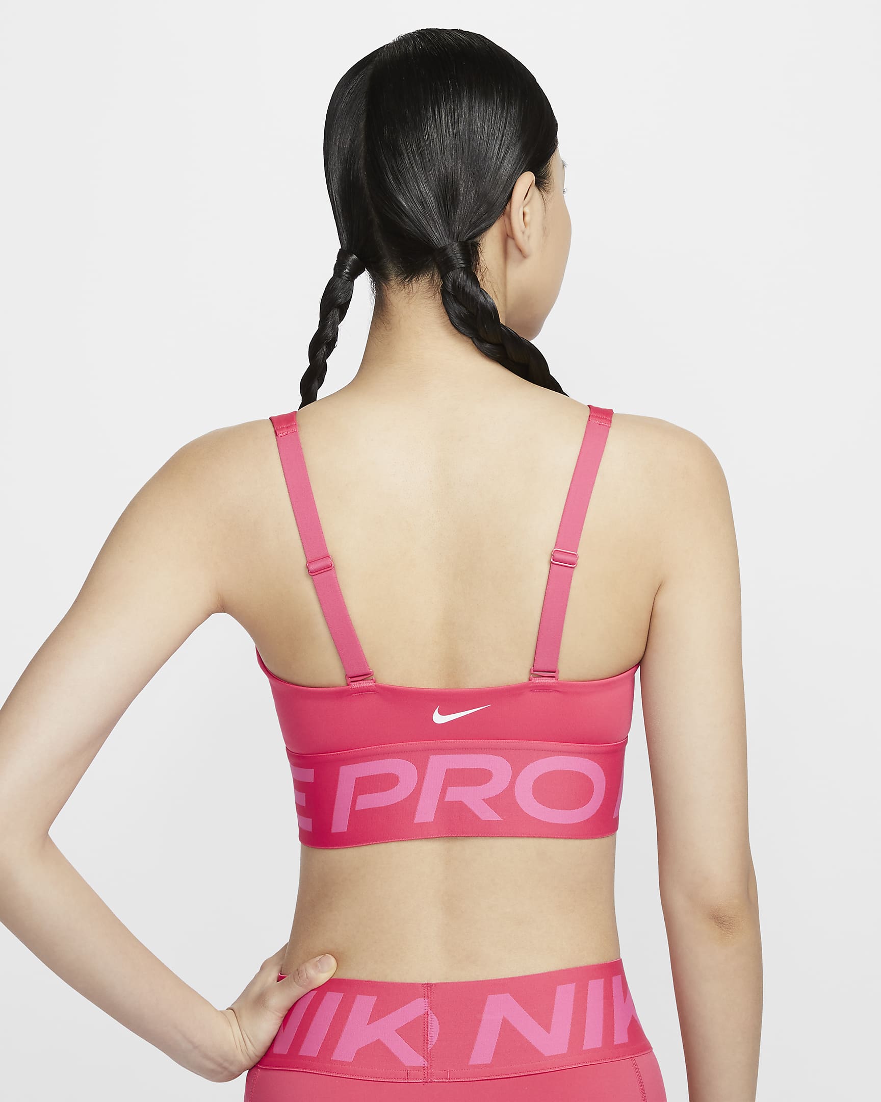 Nike Pro Indy Plunge Women's Medium-Support Padded Sports Bra - Aster Pink/Pinksicle/White