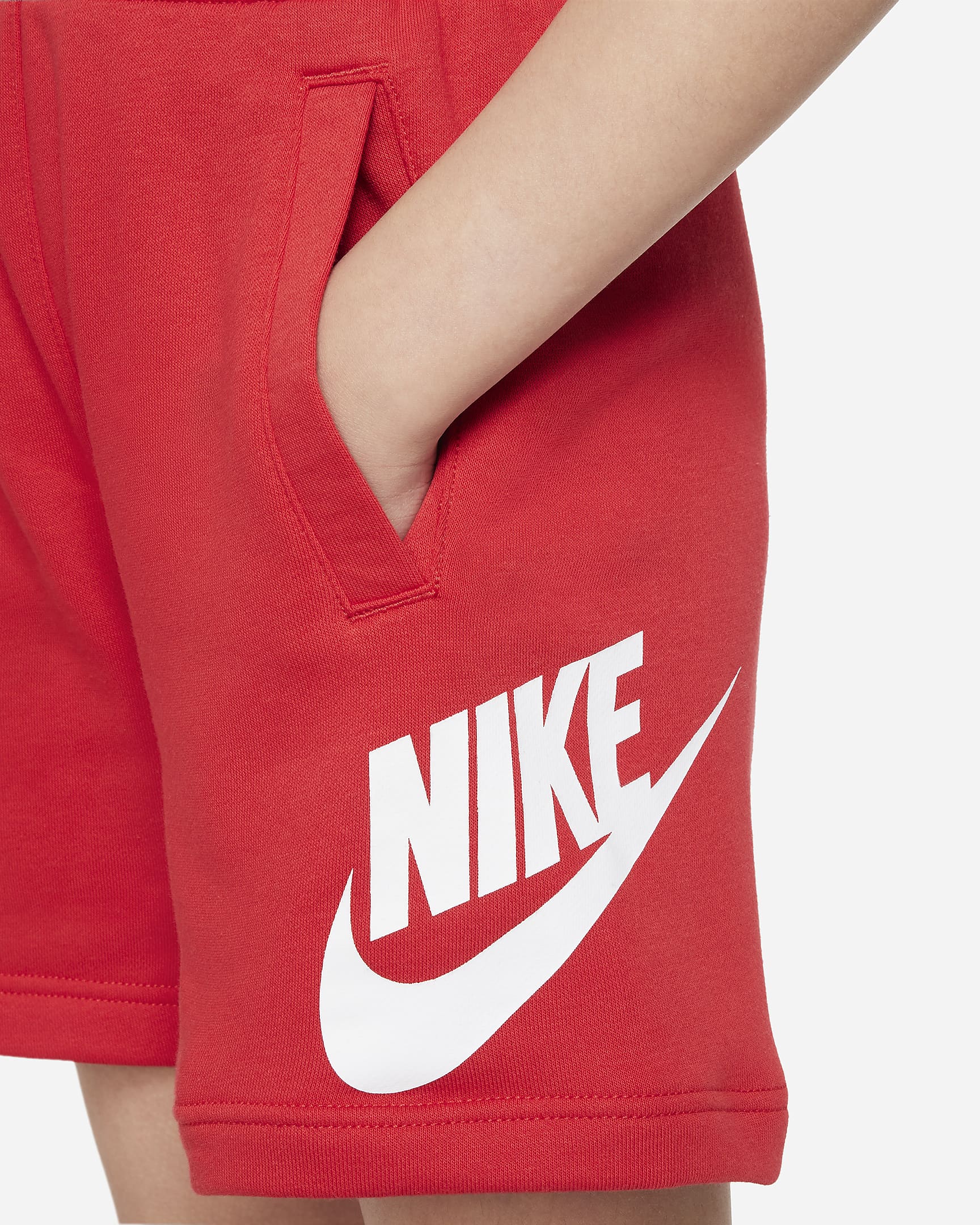 Shorts de French Terry para niños talla grande Nike Sportswear Club Fleece - Rojo universitario/Blanco