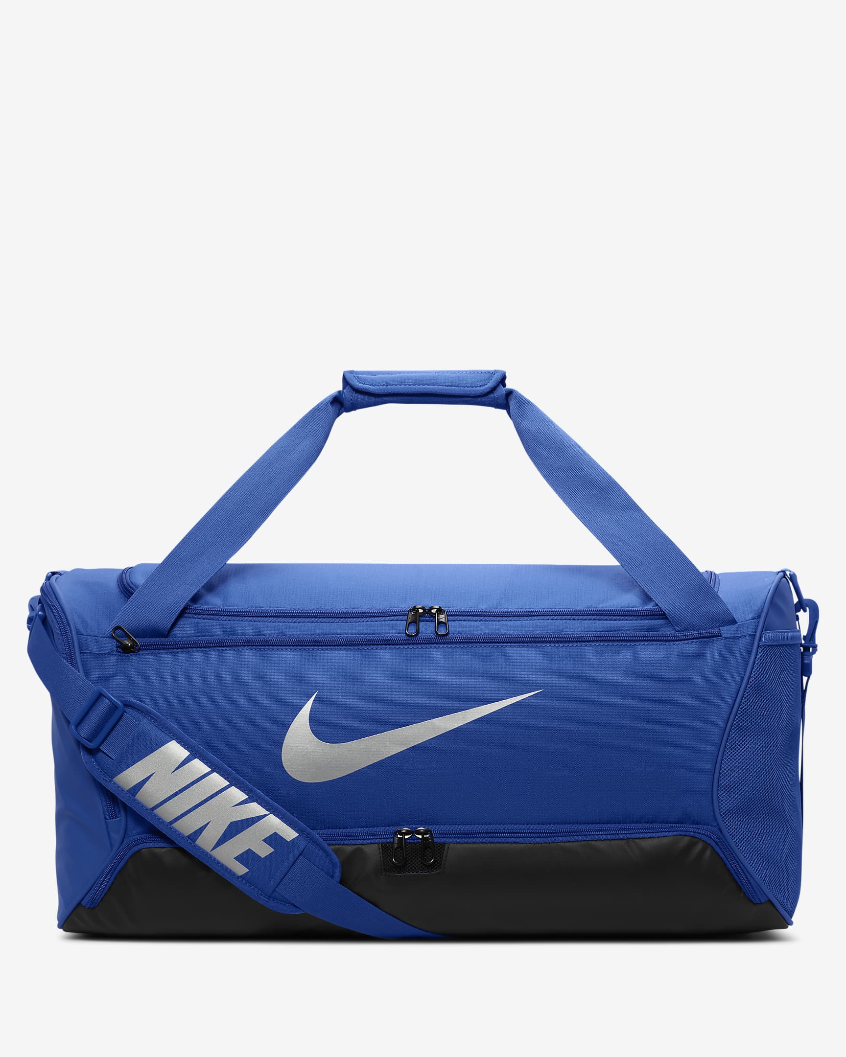 Nike Brasilia 9.5 Training Duffel Bag (Medium, 60L) - Game Royal/Black/Metallic Silver