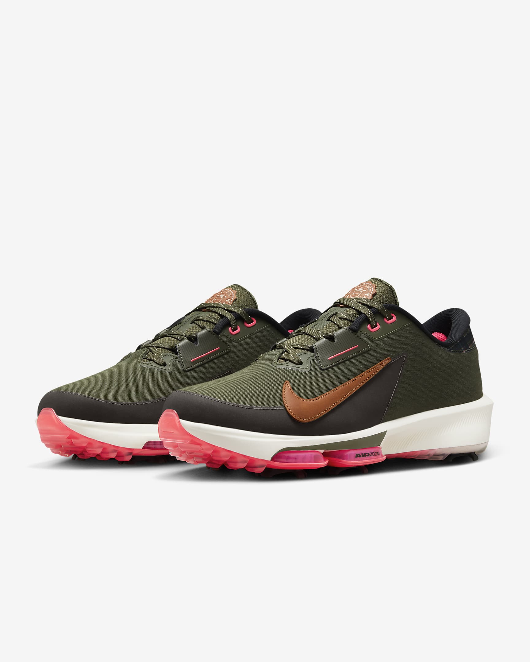 Nike Infinity Tour 2 Golf Shoes (Wide) - Cargo Khaki/Jade Horizon/Hot Punch/Light British Tan