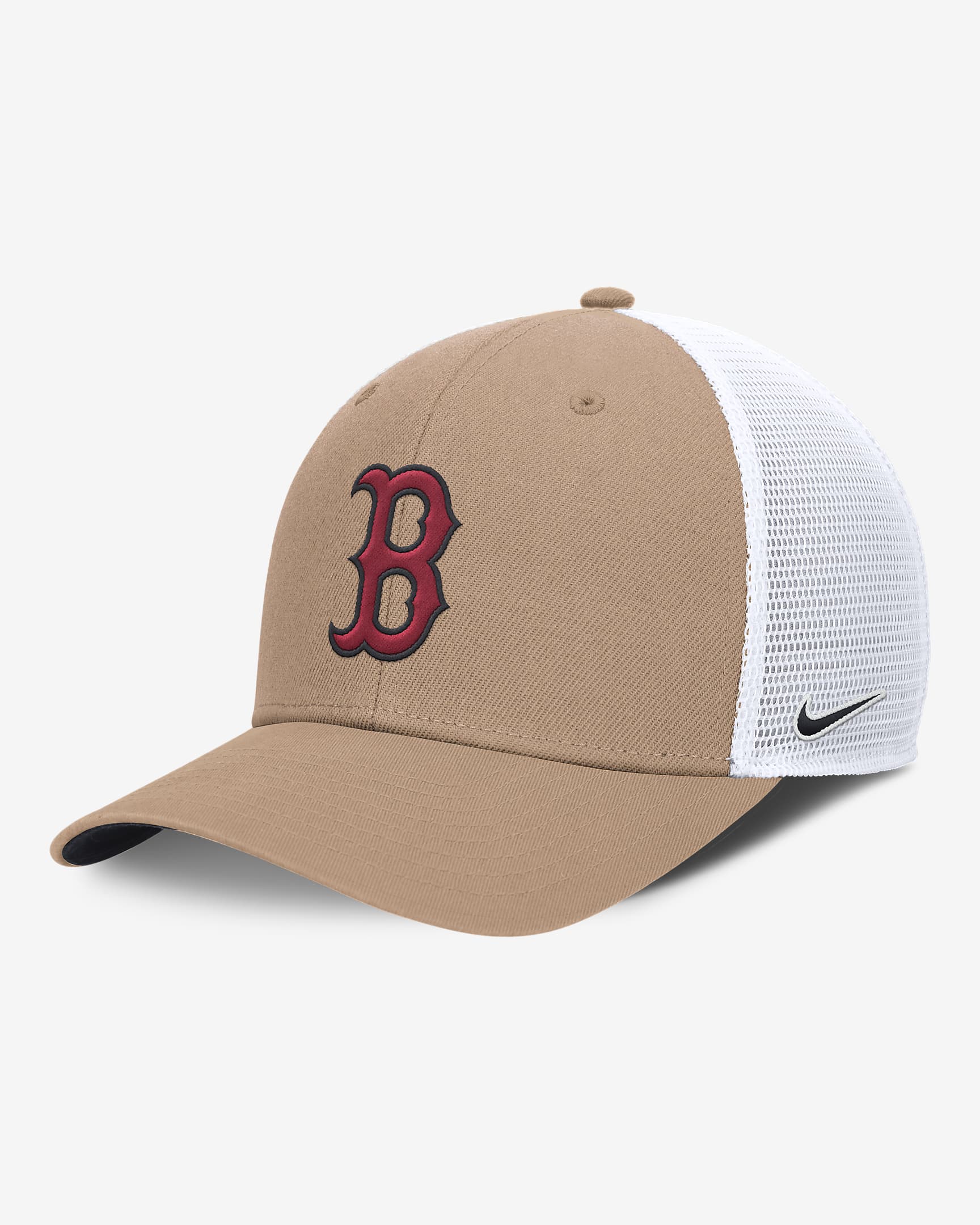 Boston Red Sox Hemp Rise Men's Nike MLB Trucker Adjustable Hat - Khaki