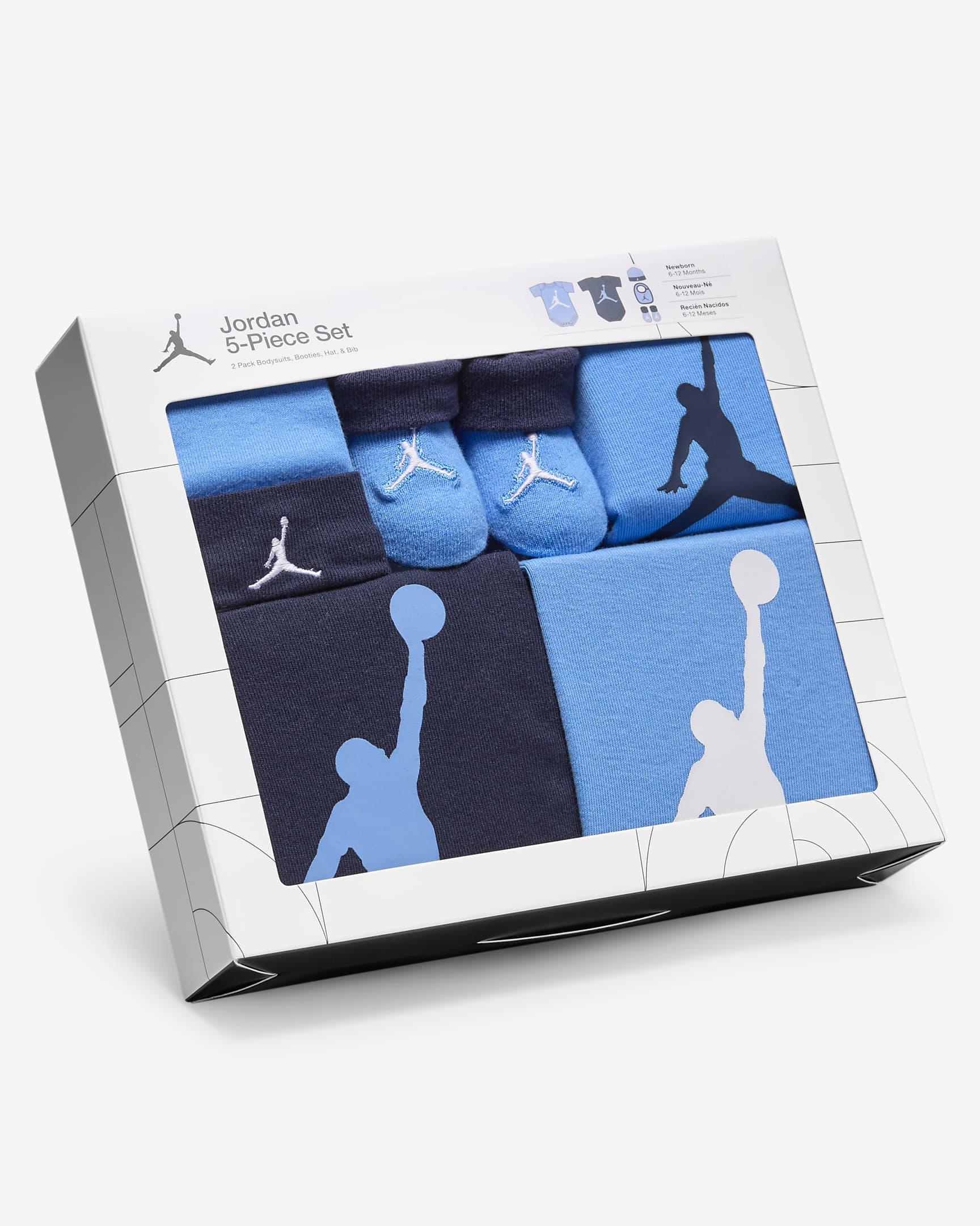 Jordan 5-Piece Core Gift Set Baby 5-Piece Bodysuit Boxed Set - University Blue