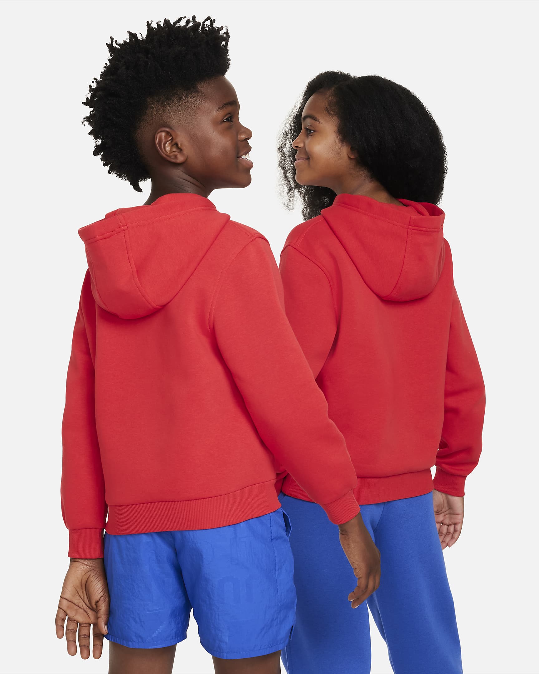 Nike Sportswear Club Fleece Older Kids' Pullover Hoodie - University Red/White