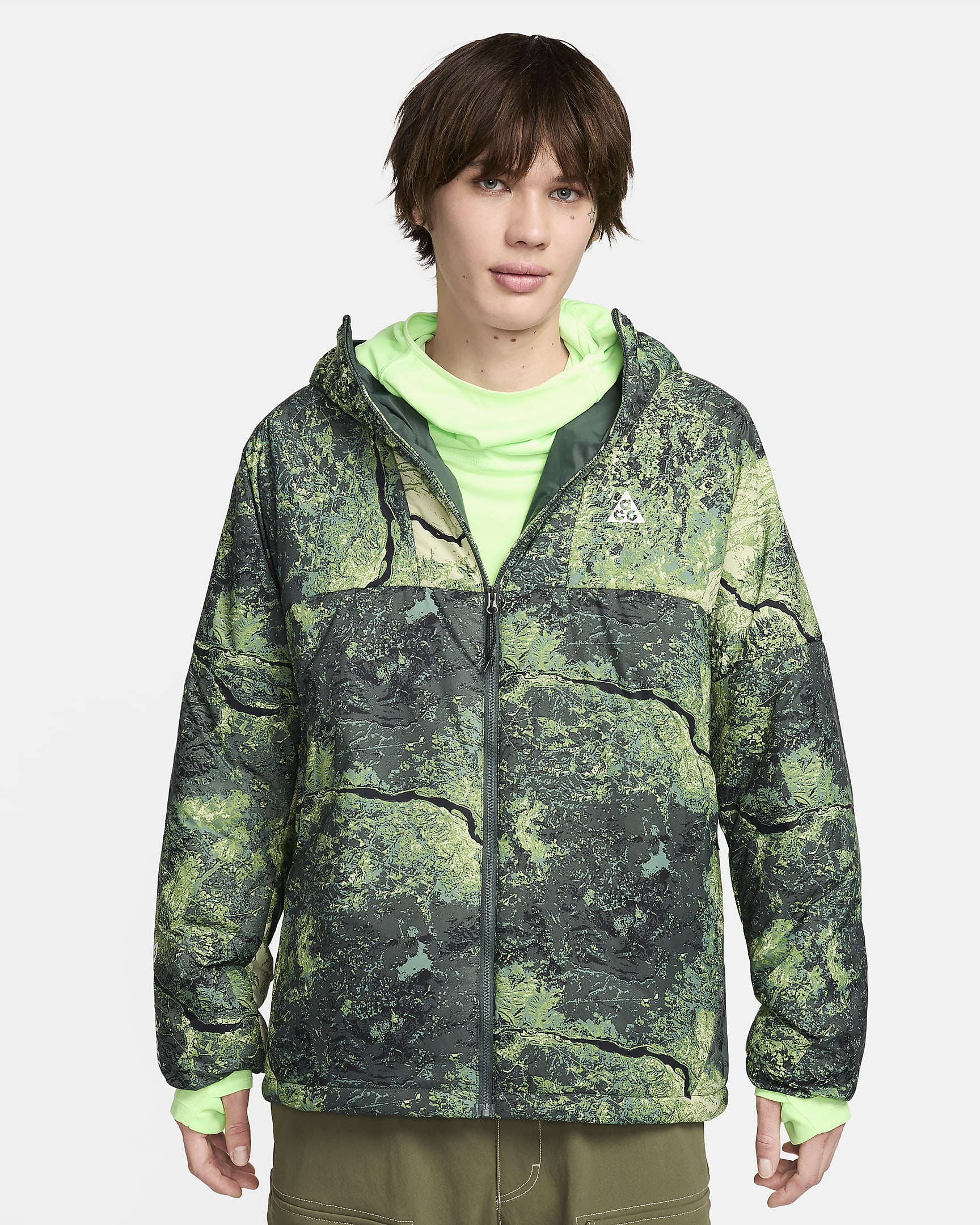 Nike ACG "Rope de Dope" Men's Therma-FIT ADV Allover Print Jacket - Vintage Green/Summit White