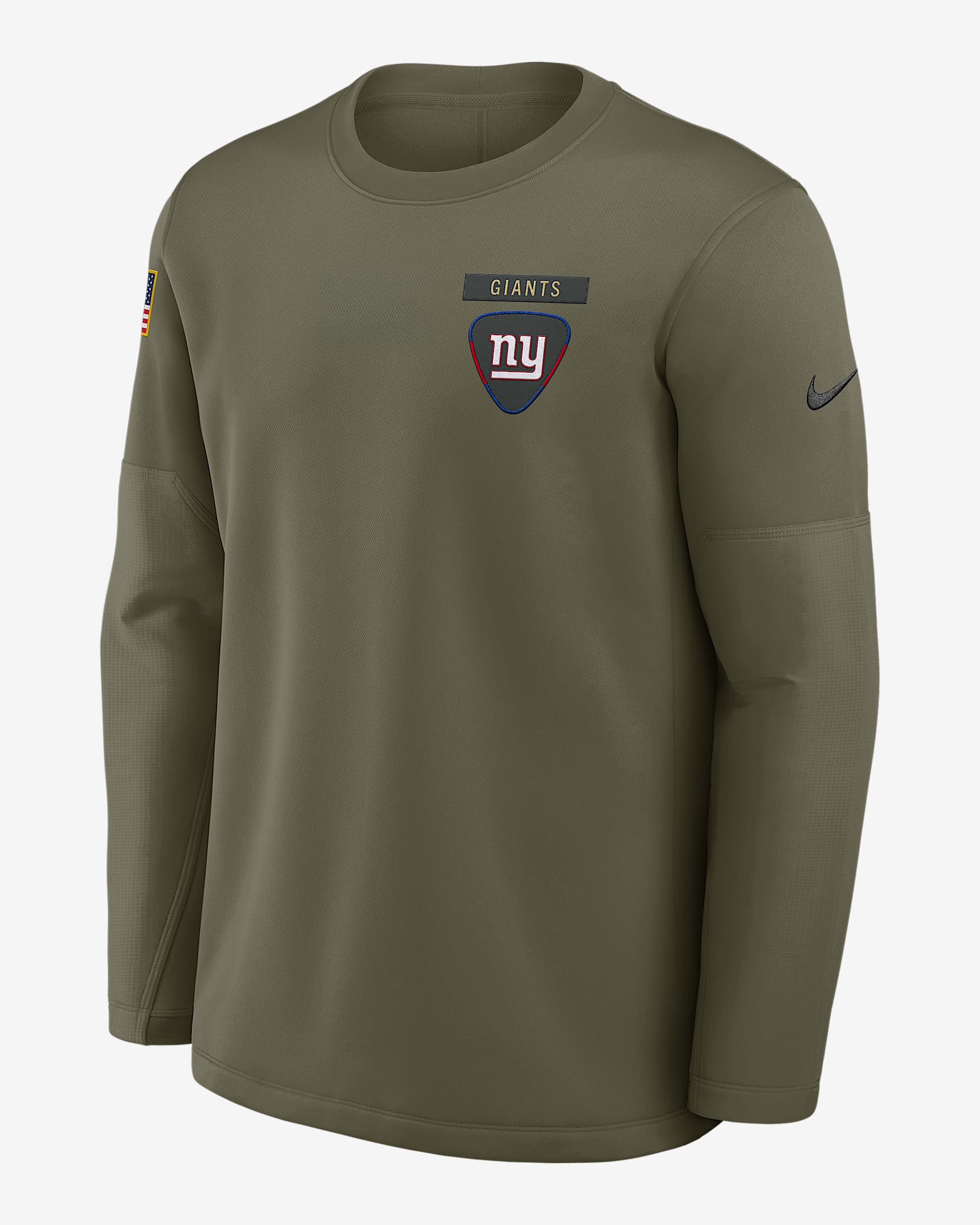 New York Giants Salute to Service Sideline Triumphant Win Coach Men's Nike NFL Pullover Crew - Medium Olive