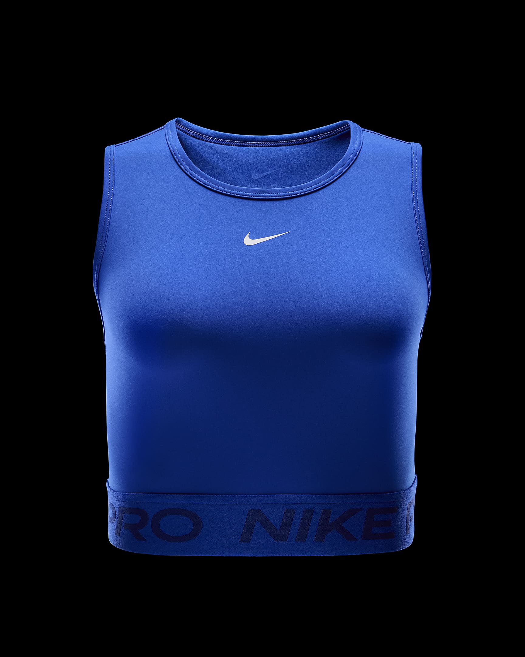 Nike Pro Dri-FIT Kurztanktop für Damen - Hyper Royal/Deep Royal Blue/Weiß