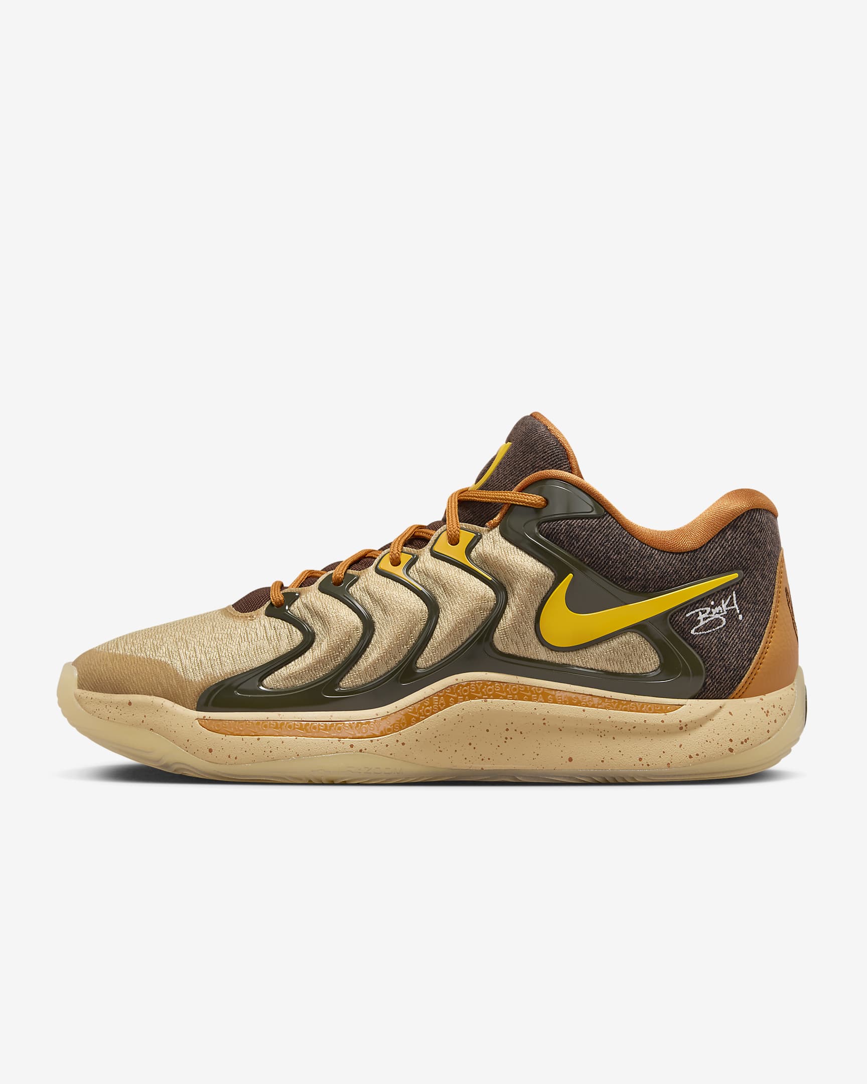 KD17 x Bink Basketbol Ayakkabısı - Sesame/Rough Green/Monarch/University Gold