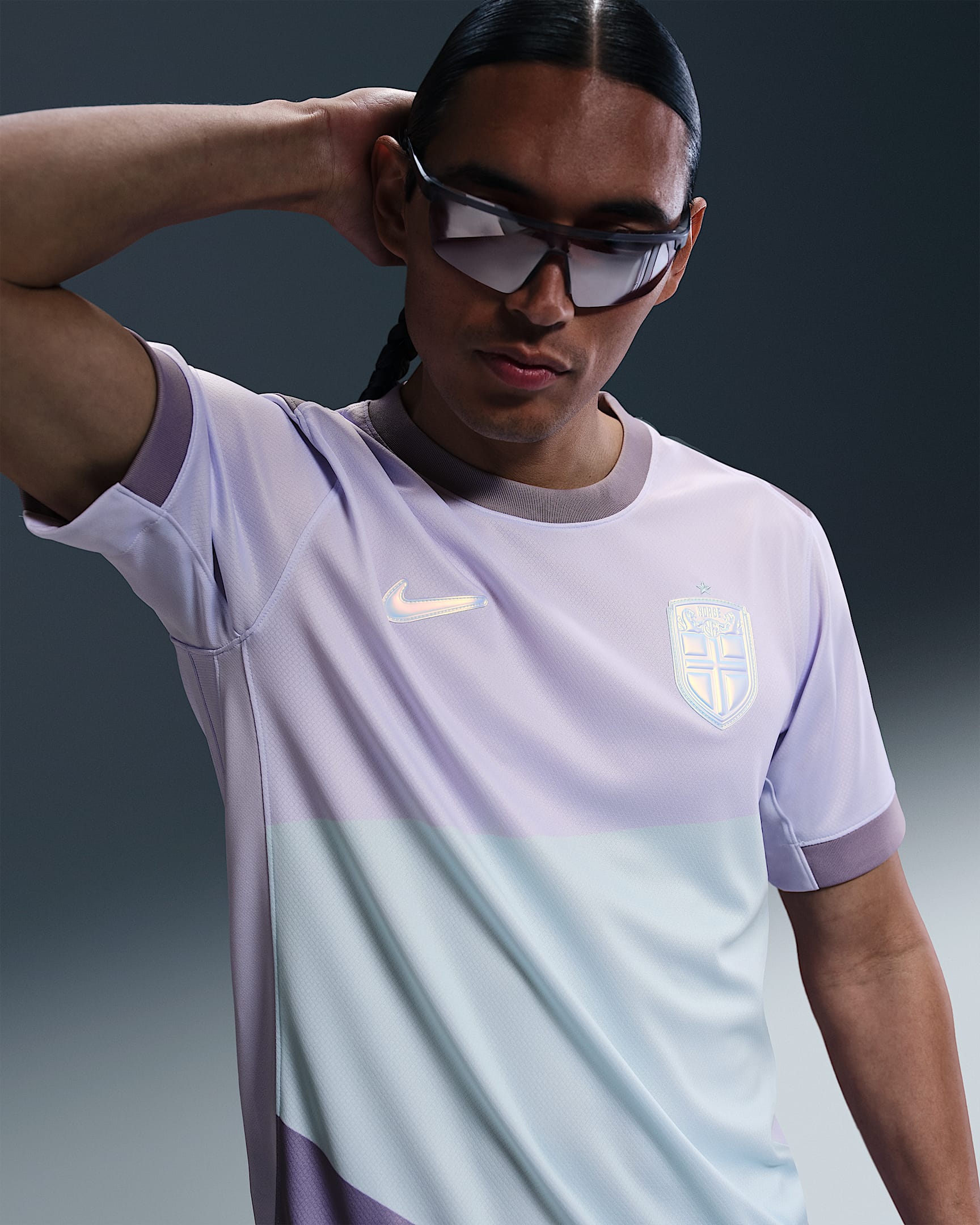 Norge 2025 Stadium Away (kvindehold) Nike Dri-FIT Replica-fodboldspillertrøje til mænd - Amethyst Tint/Violet Haze/hvid