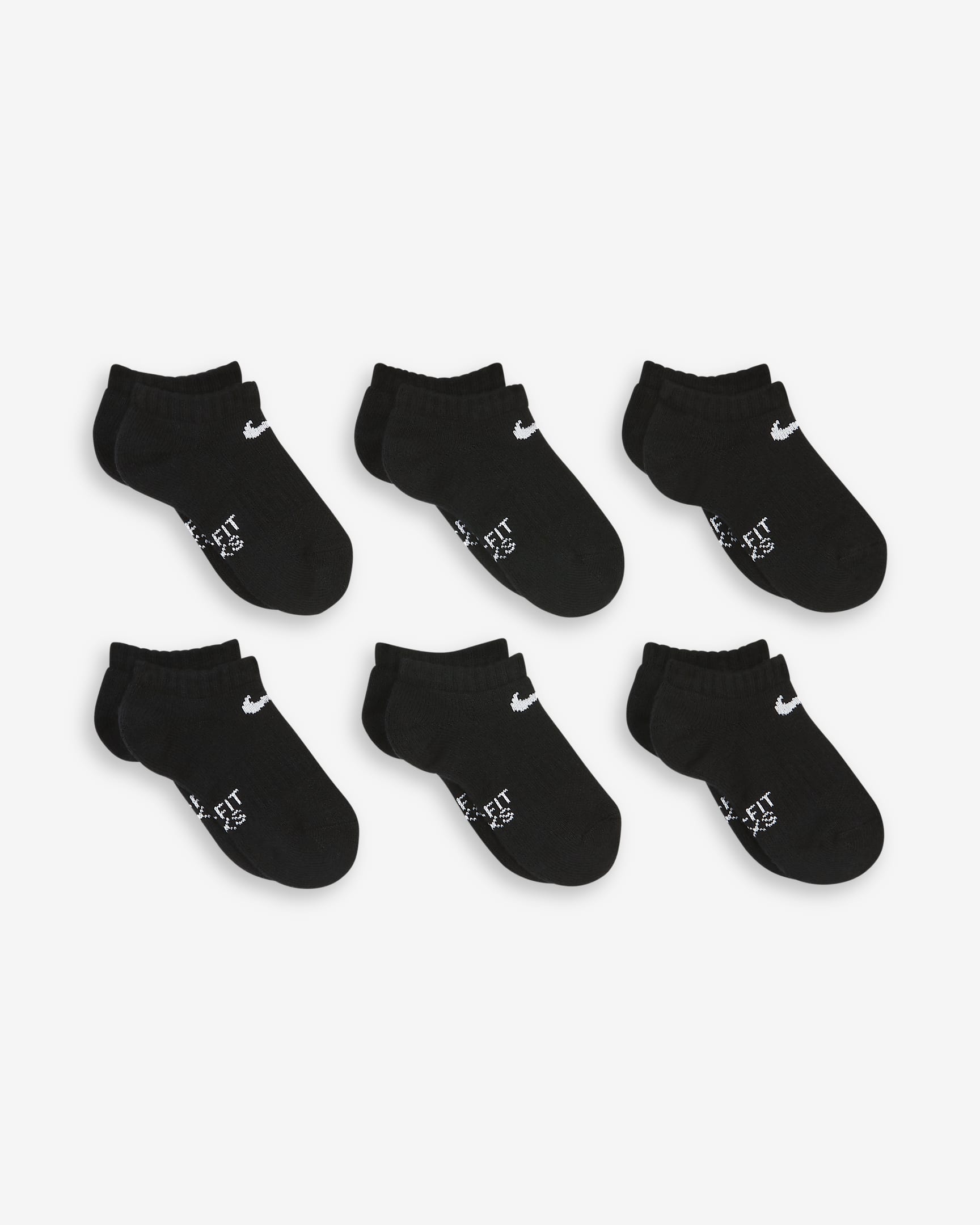 Calcetines invisibles para niños talla pequeña (6 pares) Nike Dri-FIT - Negro