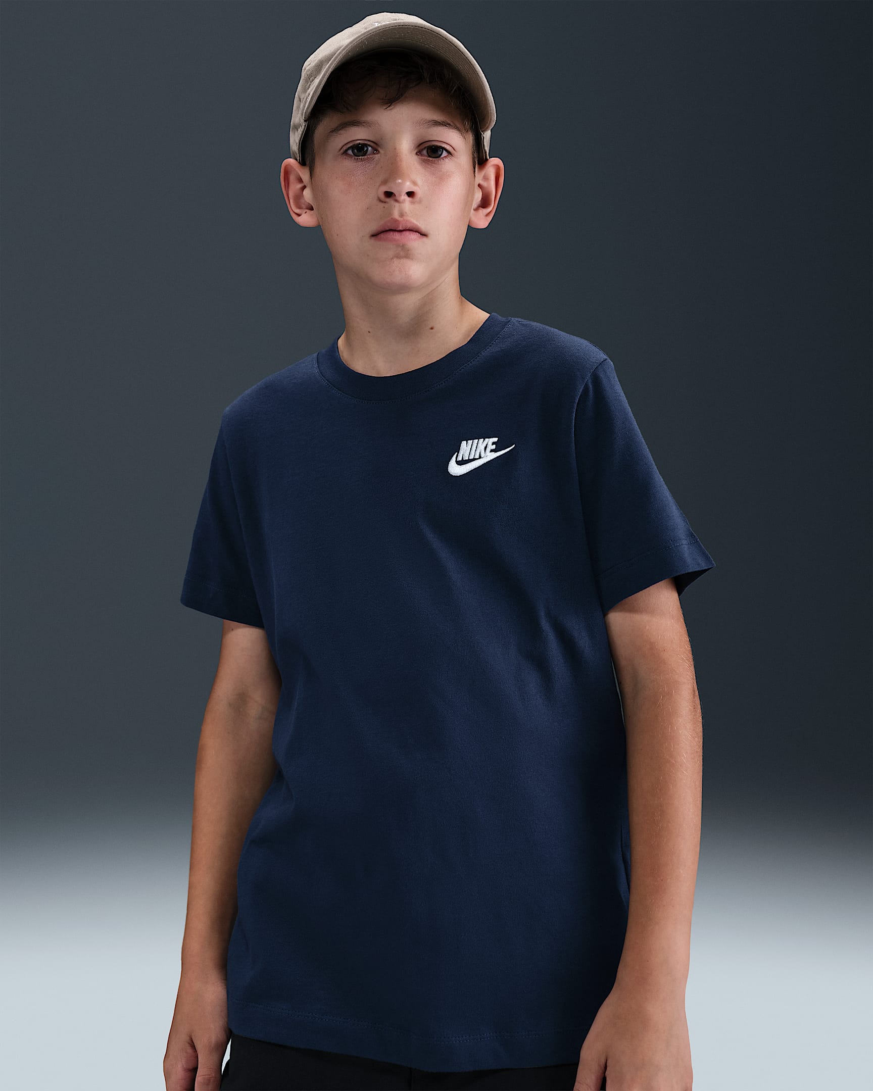 Nike Sportswear Big Kids' T-Shirt - Midnight Navy/University Red/White