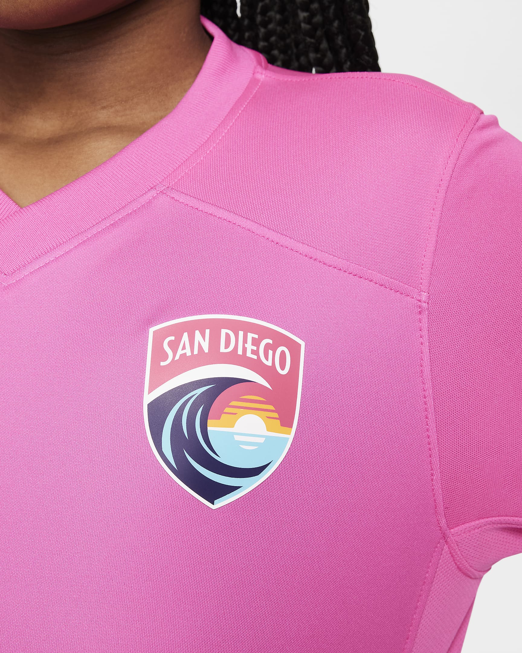 San Diego Wave FC 2024 Stadium Secondary Big Kids' Nike Dri-FIT NWSL Replica Jersey - Laser Fuchsia