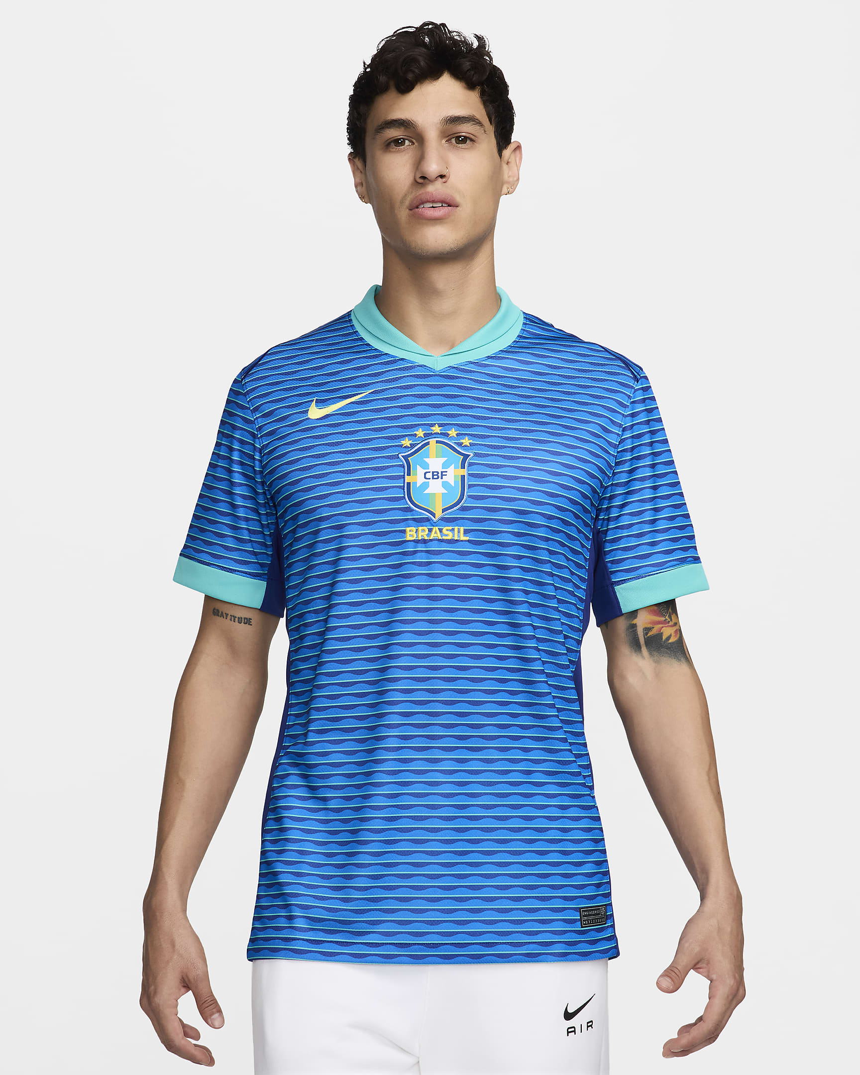 Brasilien 2024 Nike Dri-FIT Stadium Replica-Auswärtsfußballtrikot für Herren - Soar/Light Retro/Dynamic Yellow