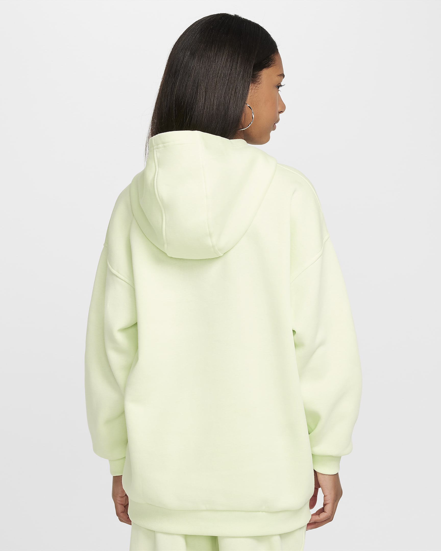 Nike Sportswear Club Fleece Big Kids' Oversized Pullover Hoodie - Lime Ice/White