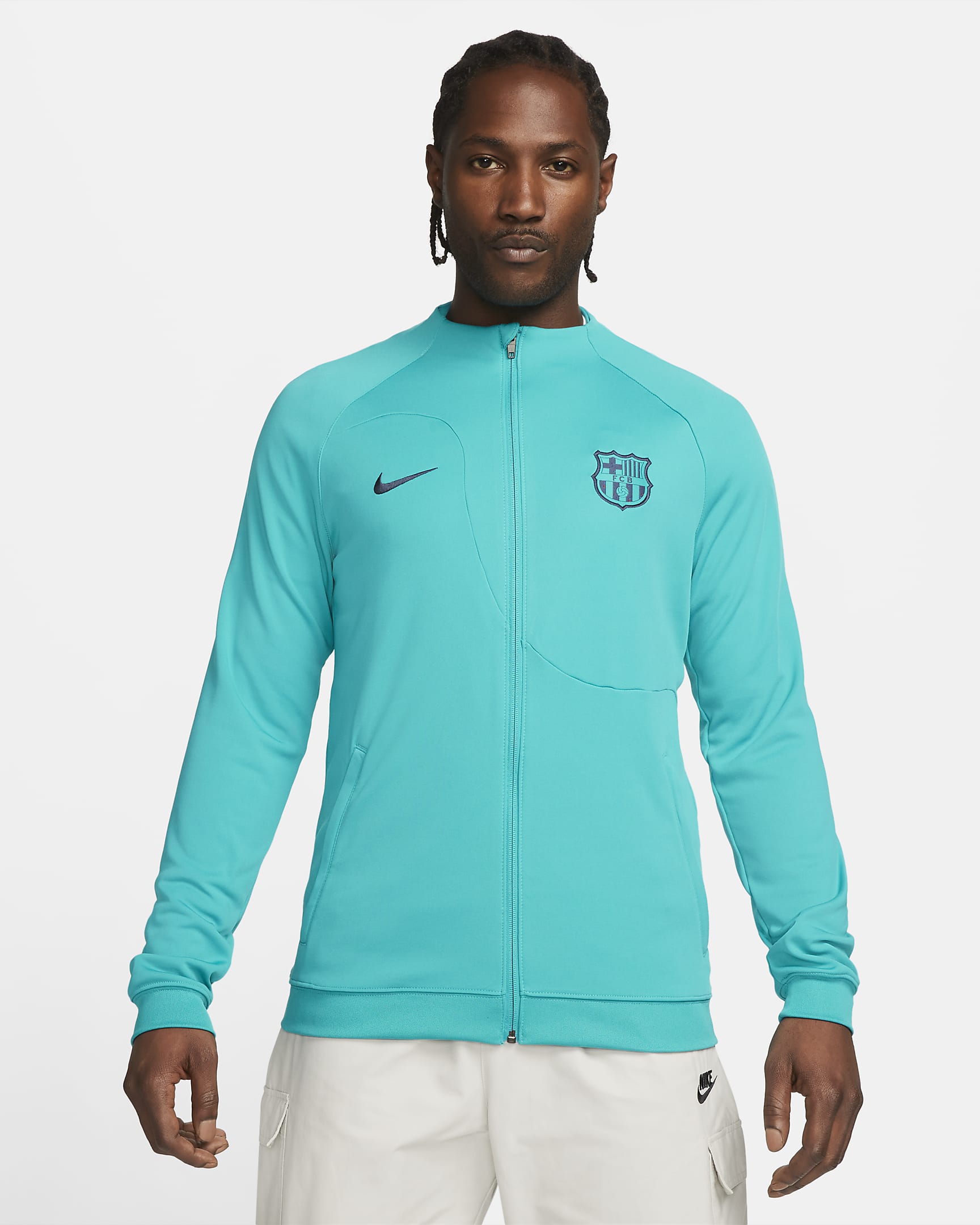 FC Barcelona Academy Pro Third Men's Nike Soccer Knit Jacket - Energy/Thunder Blue