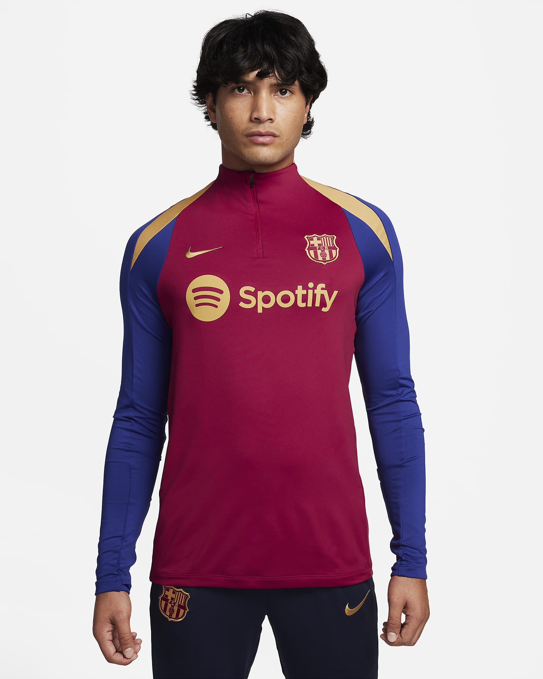 F.C. Barcelona Strike Men's Nike Dri-FIT Football Drill Top - Noble Red/Deep Royal Blue/Club Gold/Club Gold