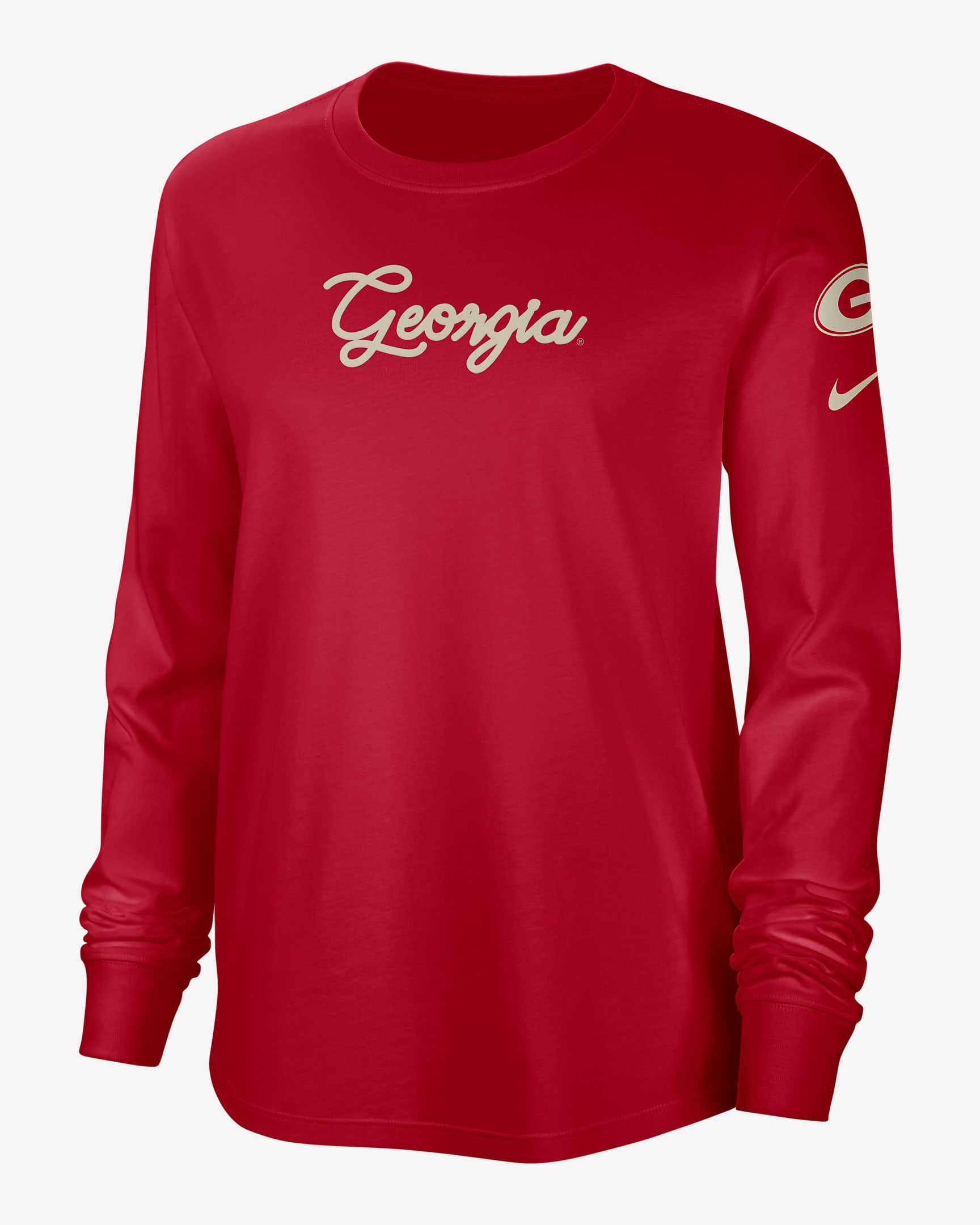 Georgia Women's Nike College Crew-Neck Long-Sleeve Top - University Red