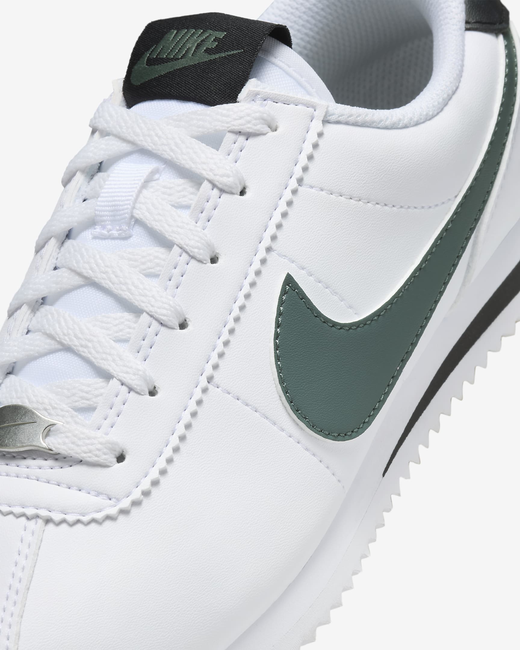 Nike Cortez Older Kids' Shoes - White/Black/Vintage Green