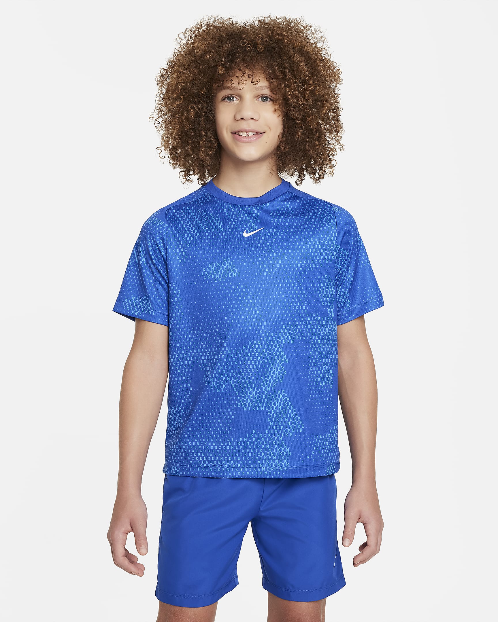 Playera de manga corta Dri-FIT para niños talla grande Nike Multi - Royal juego/Blanco