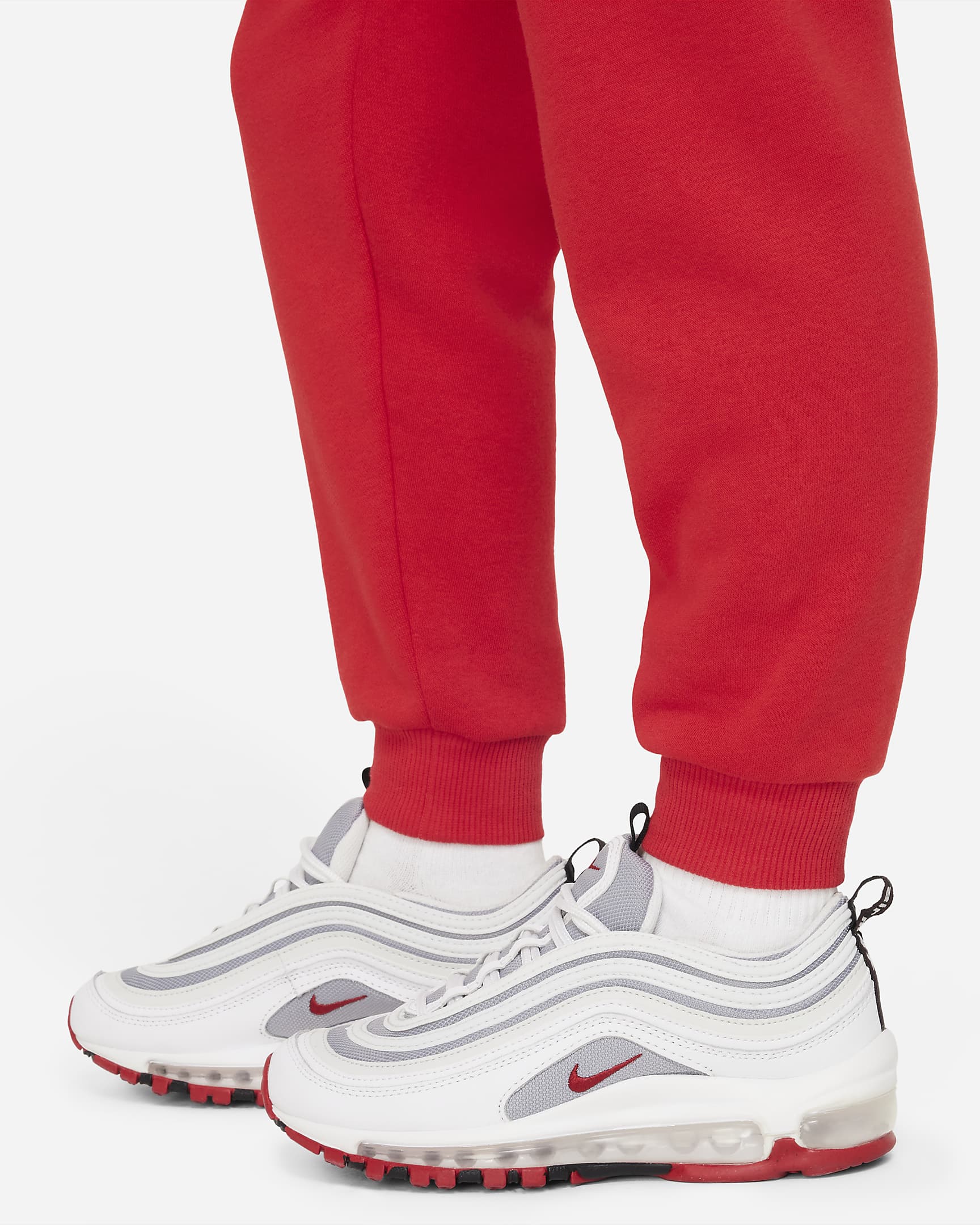 Joggers para niños talla grande Nike Club Fleece - Rojo universitario/Blanco