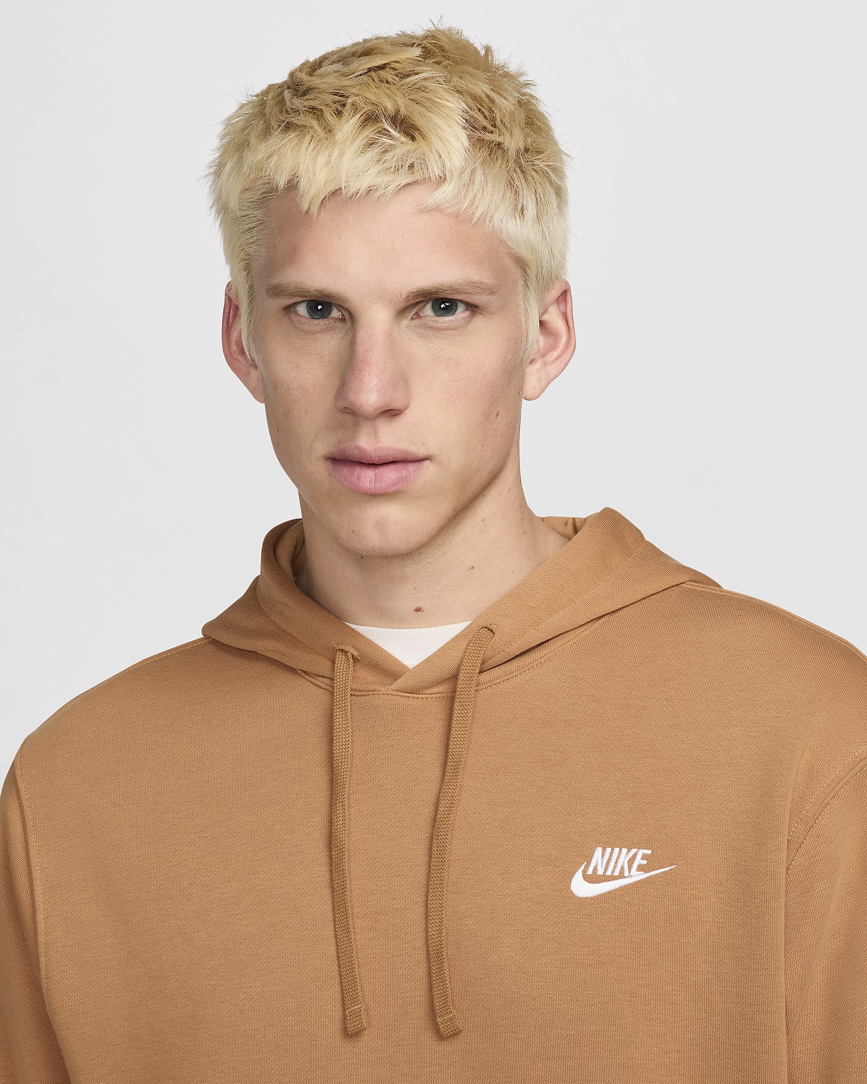 Felpa pullover con cappuccio Nike Sportswear Club Fleece - Flax/Flax/Bianco