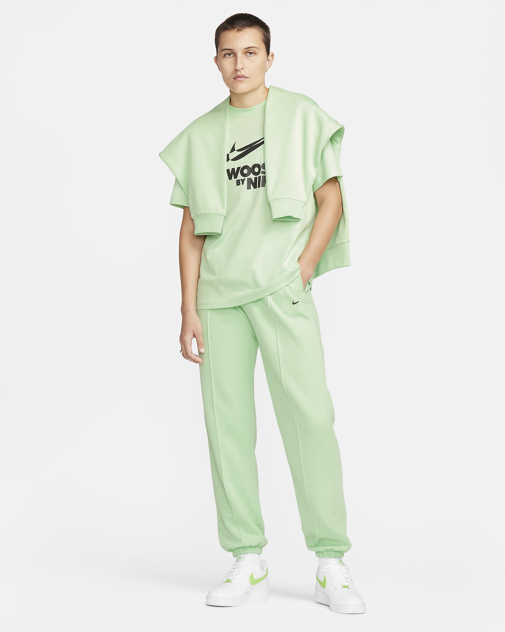 Dámské volné flísové kalhoty Nike Sportswear - Vapor Green/Černá