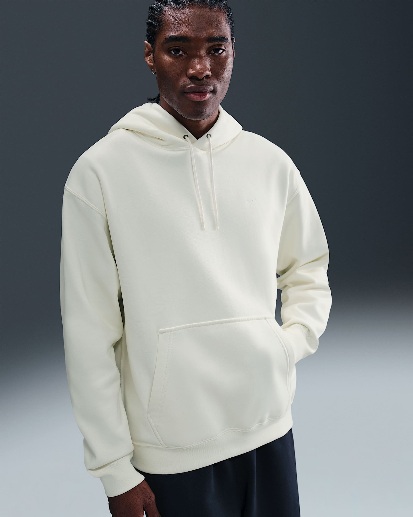 Nike Solo Swoosh Men's Pullover Hoodie - Sail/White
