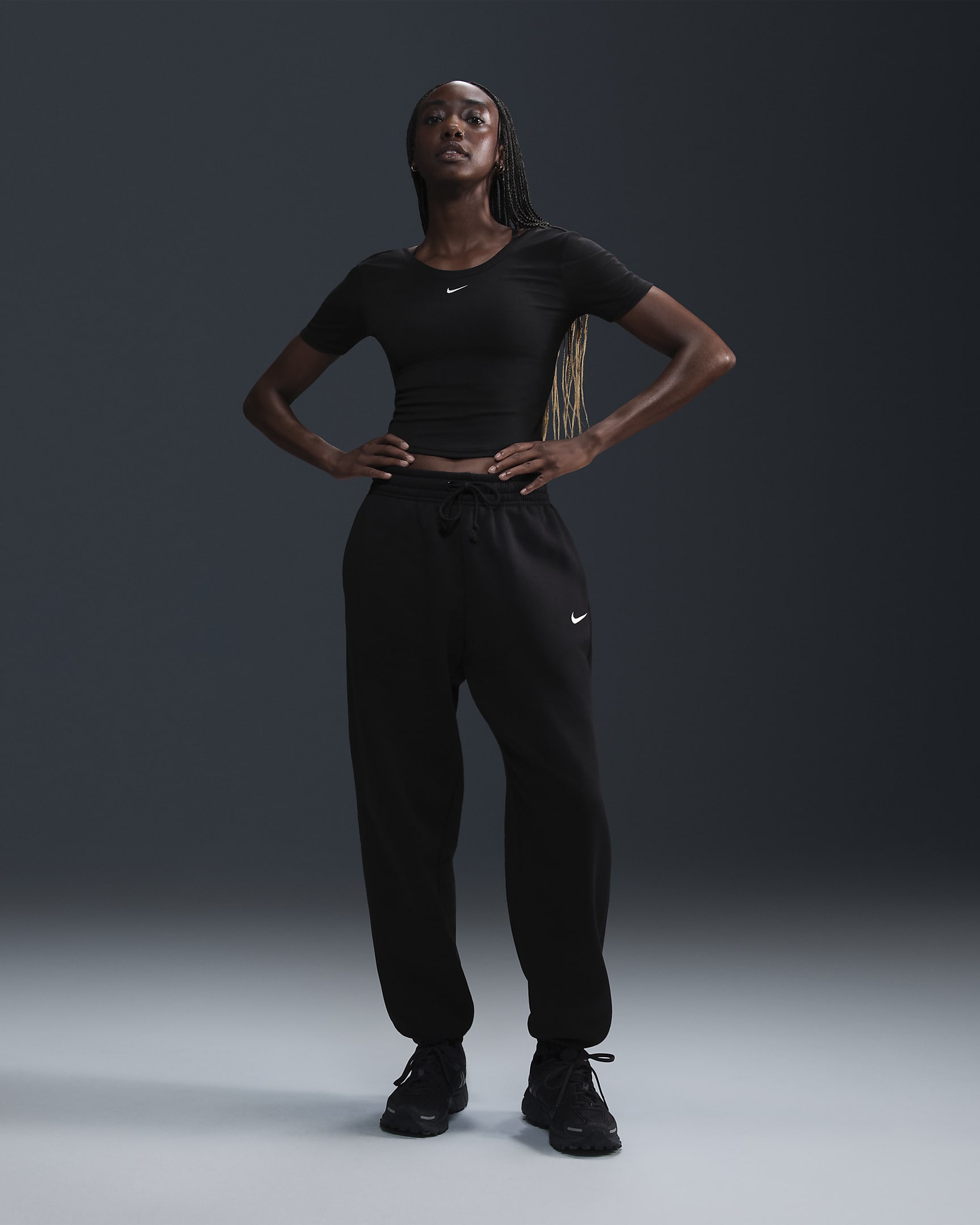 Nike Sportswear Phoenix Fleece Women's High-Waisted Oversized Tracksuit Bottoms - Black/Sail