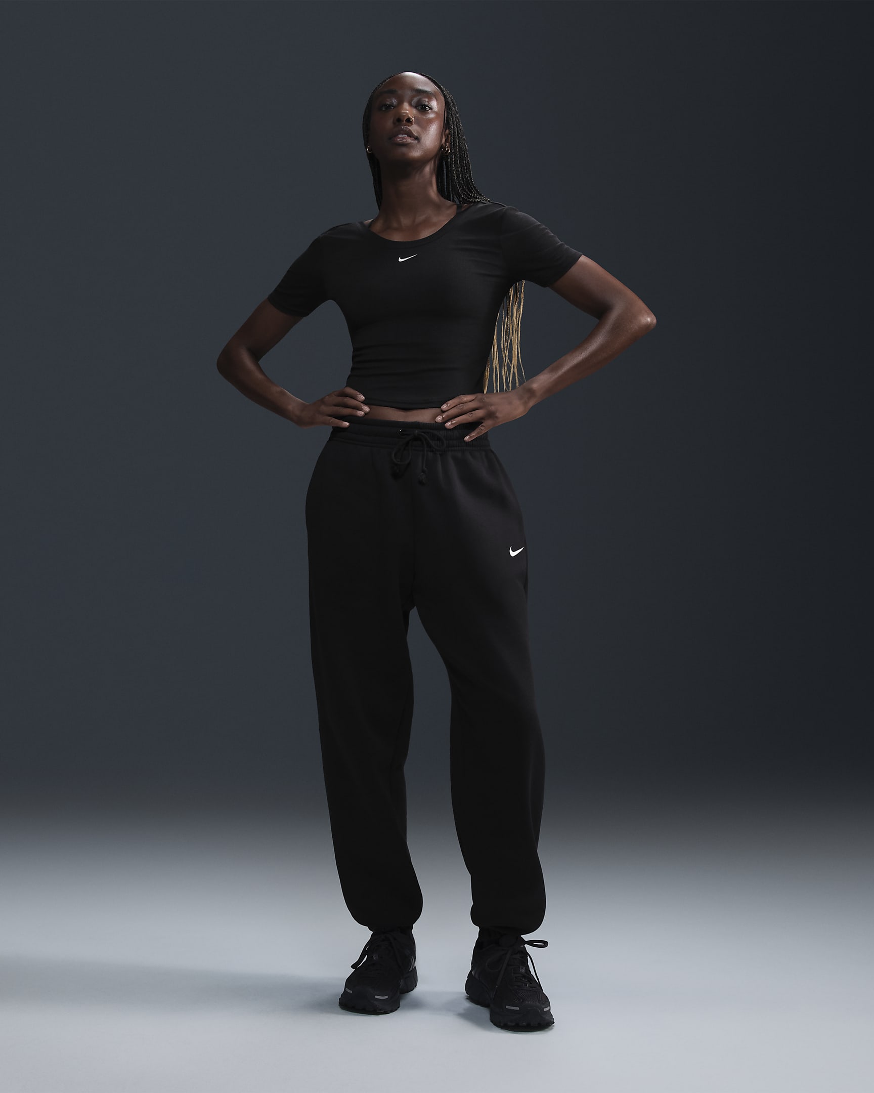 Pantalon de survêtement oversize à taille haute Nike Sportswear Phoenix Fleece pour Femme - Noir/Sail