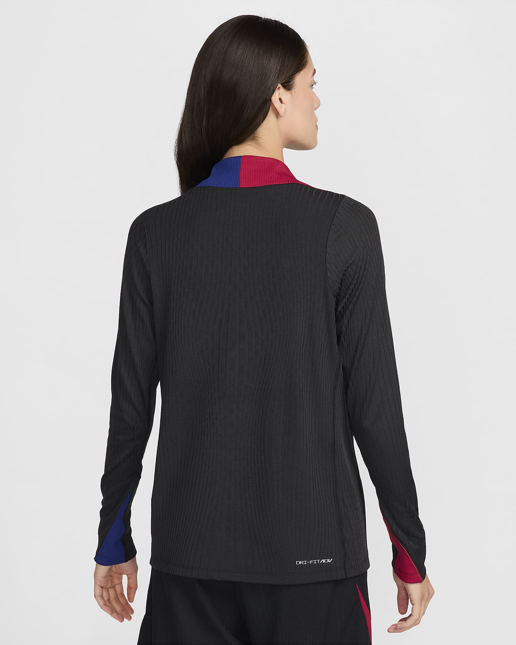 Haut d'entraînement de foot en maille Nike Dri-FIT ADV FC Barcelona Strike Elite pour femme - Noir/Noble Red/Deep Royal Blue/Light Orewood Brown