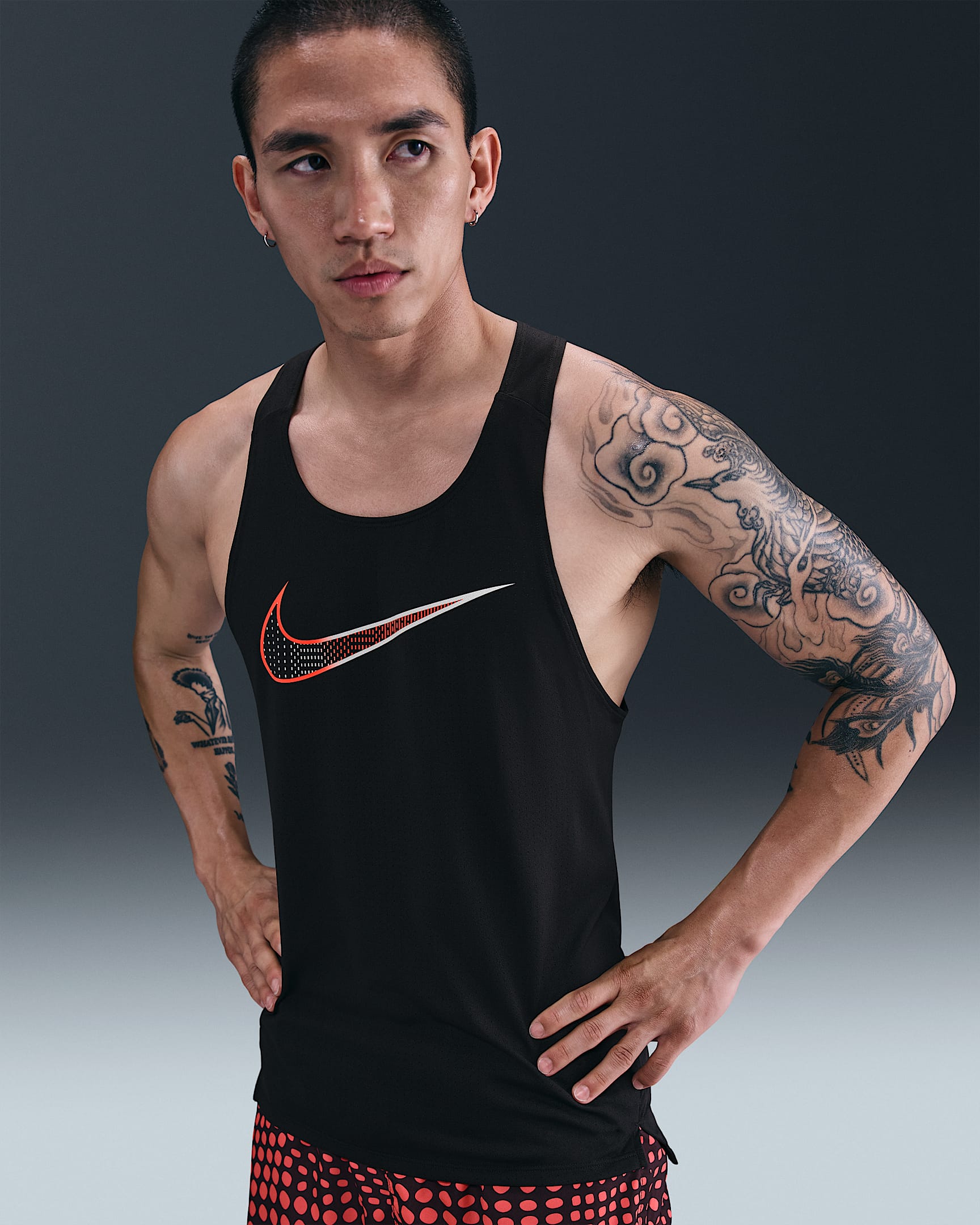 Nike Fast Men's Dri-FIT Running Vest - Black/Bright Crimson