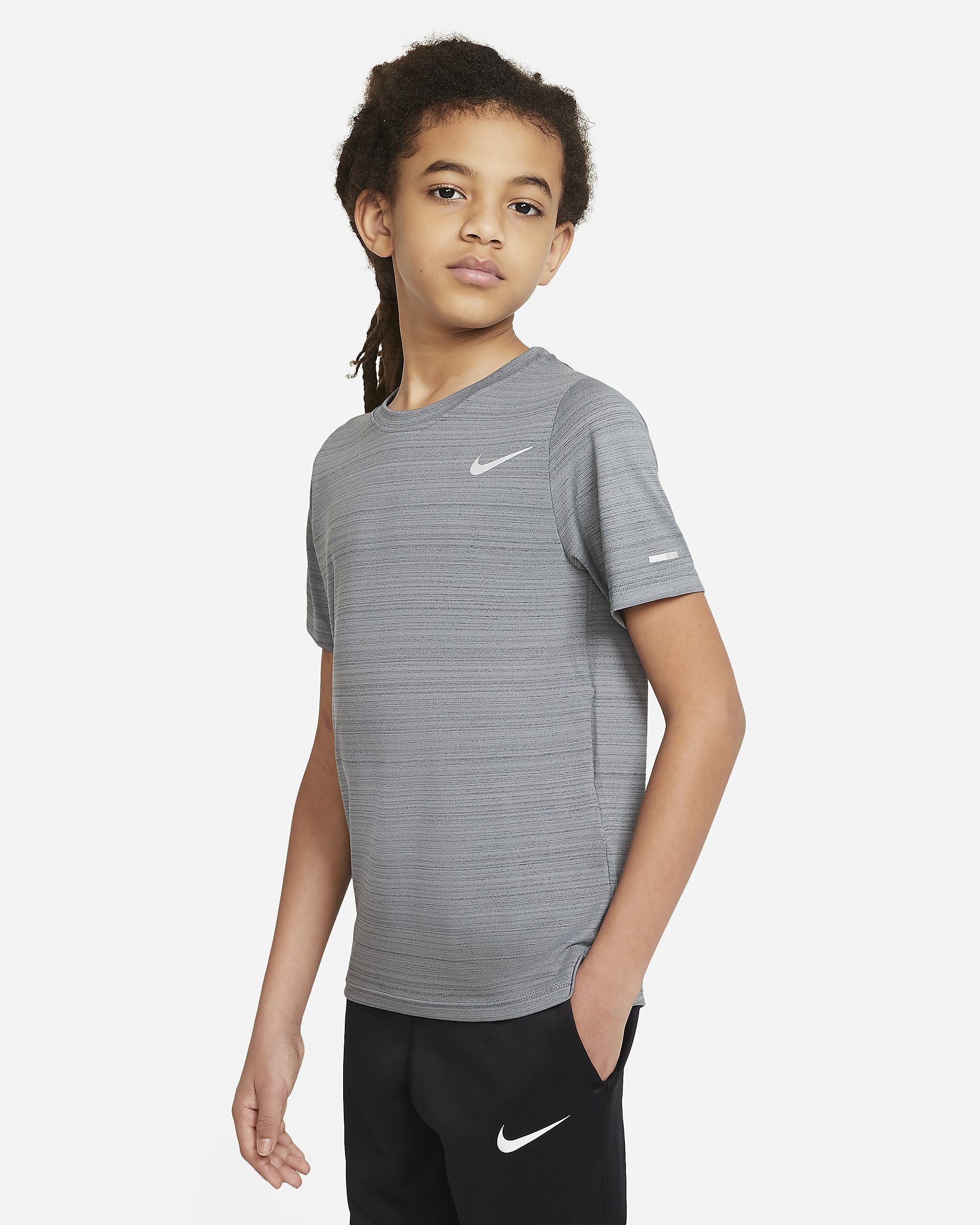 Nike Dri-FIT Miler Older Kids' (Boys') Training Top - Smoke Grey