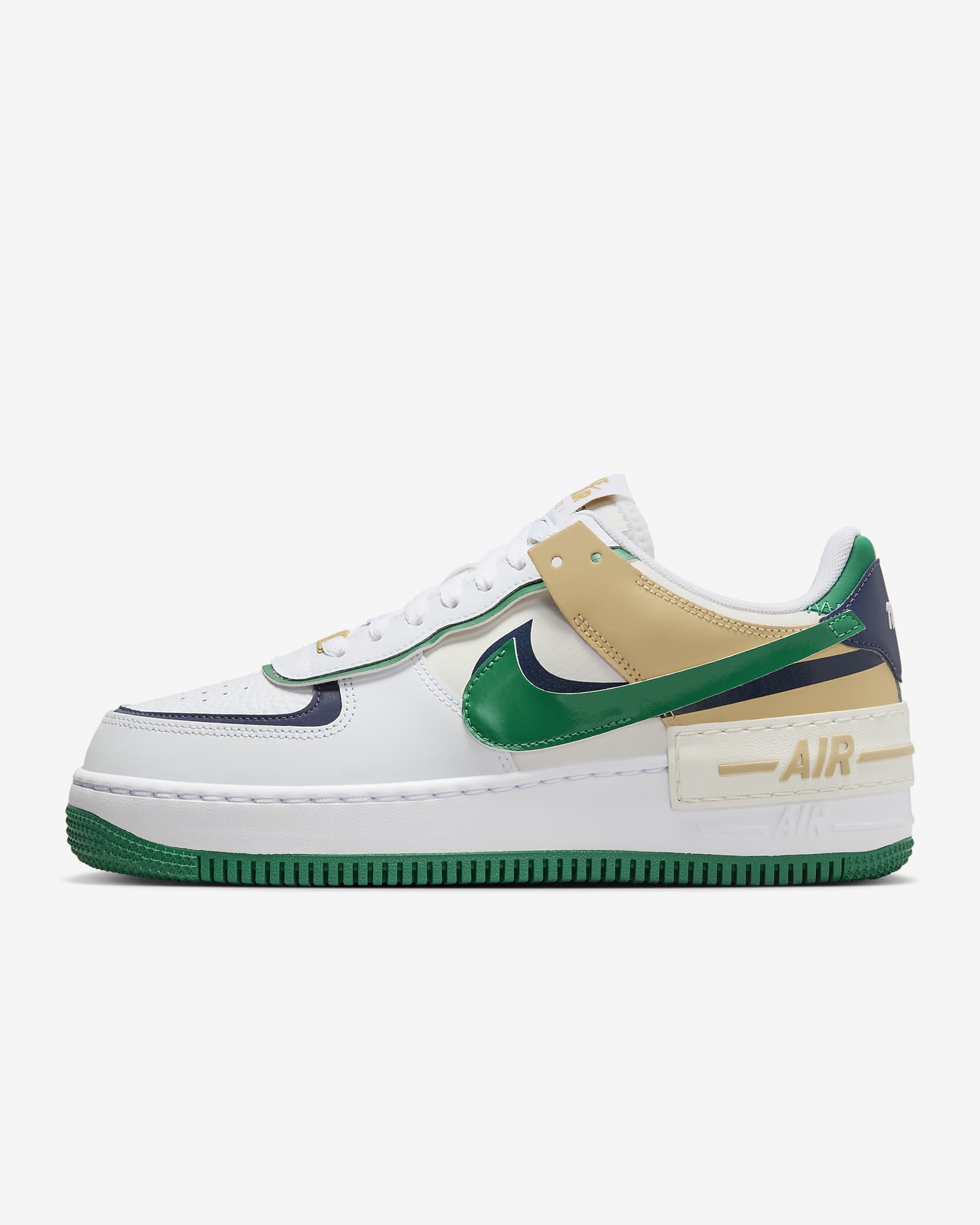 Calzado para mujer Nike Air Force 1 Shadow - Blanco/Malaquita/Sésamo/Azul marino medianoche