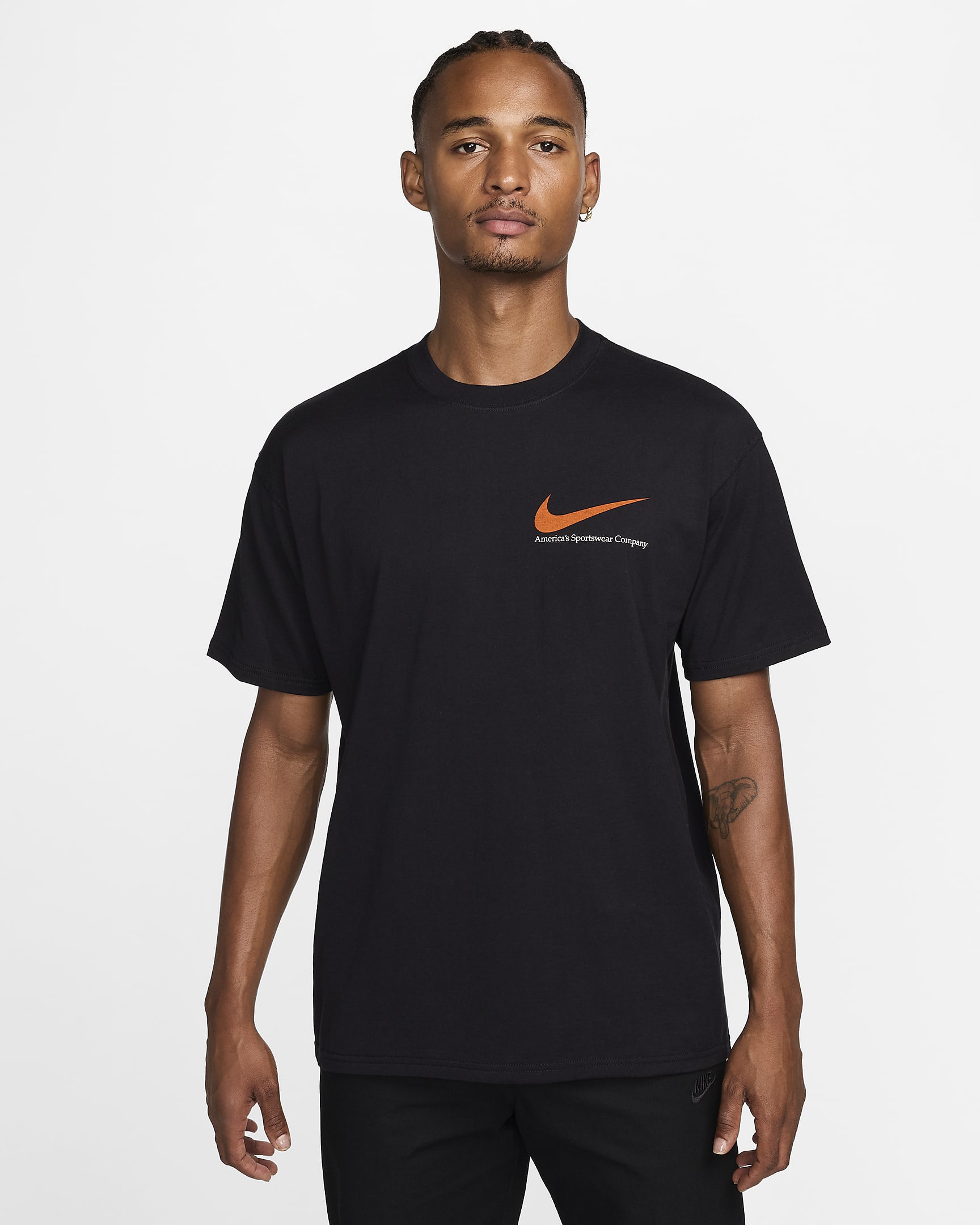 Nike Sportswear Men's Max90 T-Shirt - Black/Safety Orange