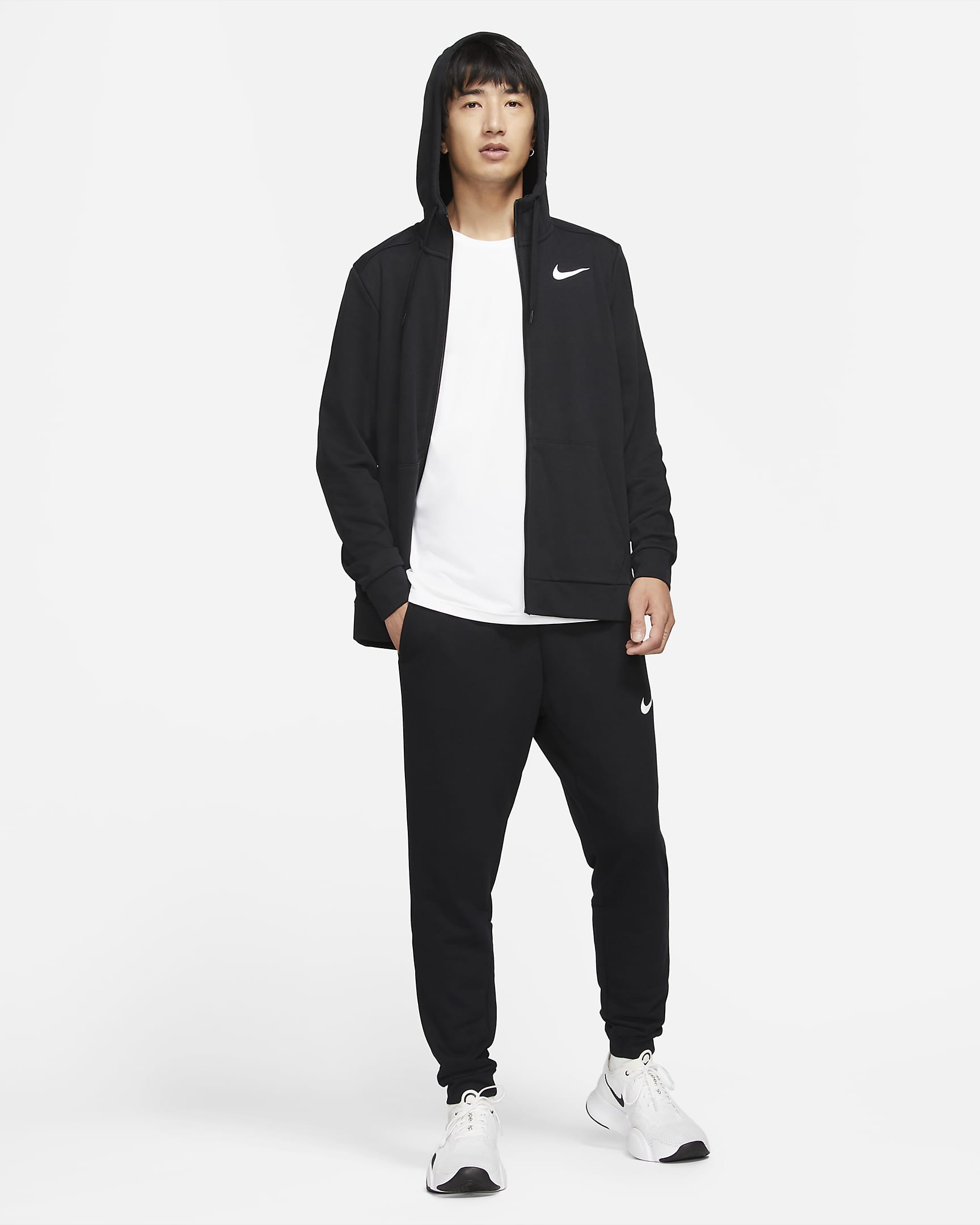 Nike Dri-FIT Men's Full-Zip Training Hoodie - Black/White