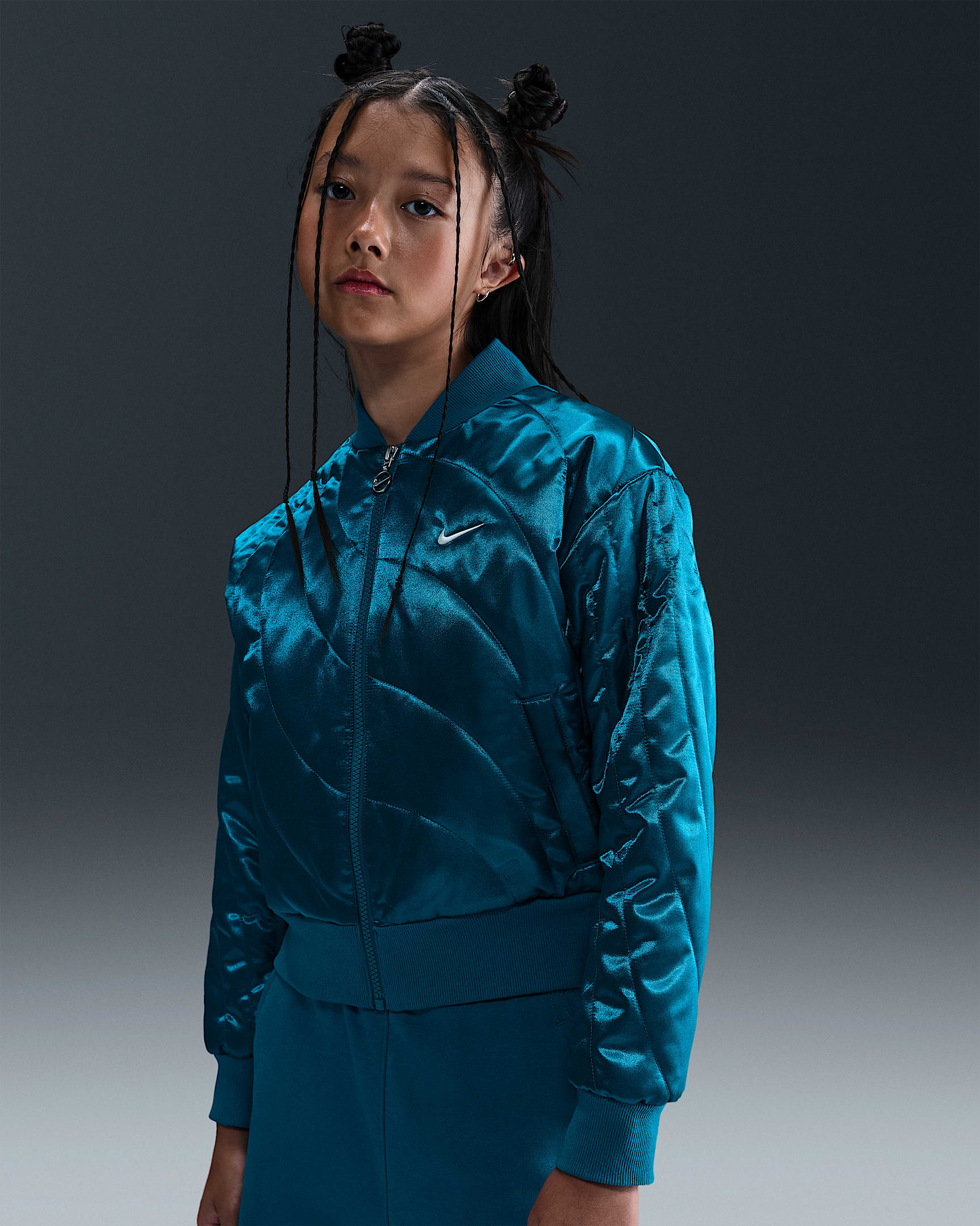 Nike Sportswear Big Kids' (Girls') Jacket - Green Abyss/White