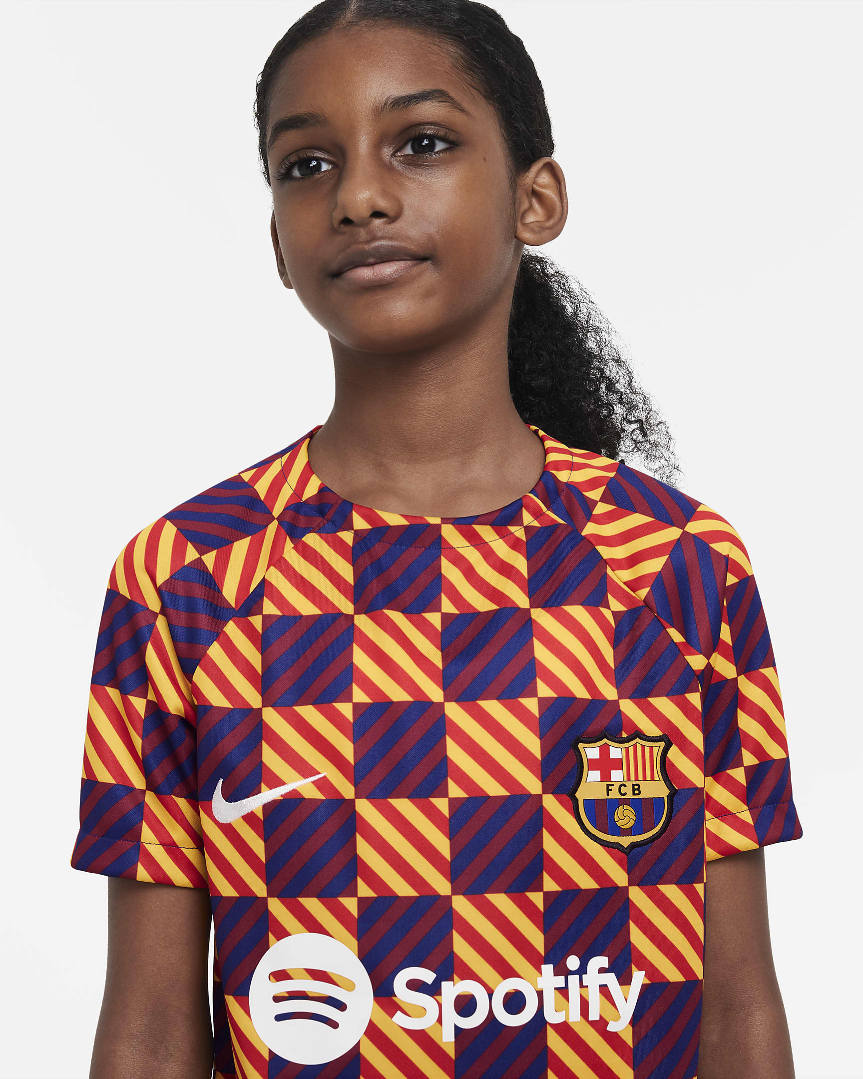 Barcelona 2023 Pre-Match Big Kids' Nike Dri-FIT Soccer Top. Nike.com