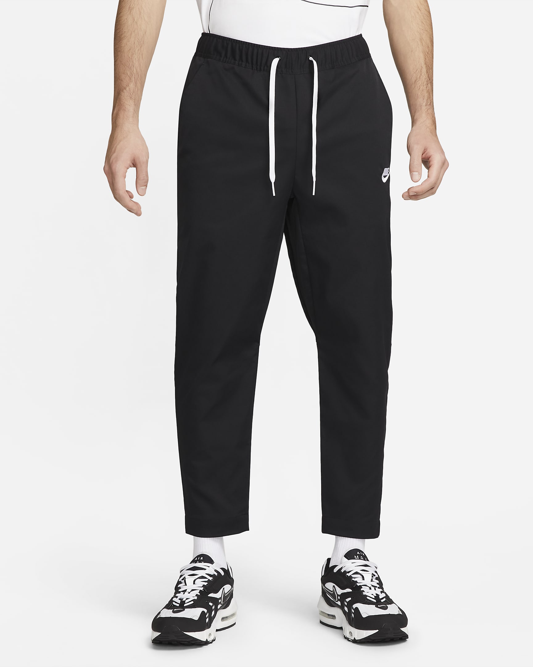 Nike Club Men's Woven Tapered-Leg Trousers - Black/White