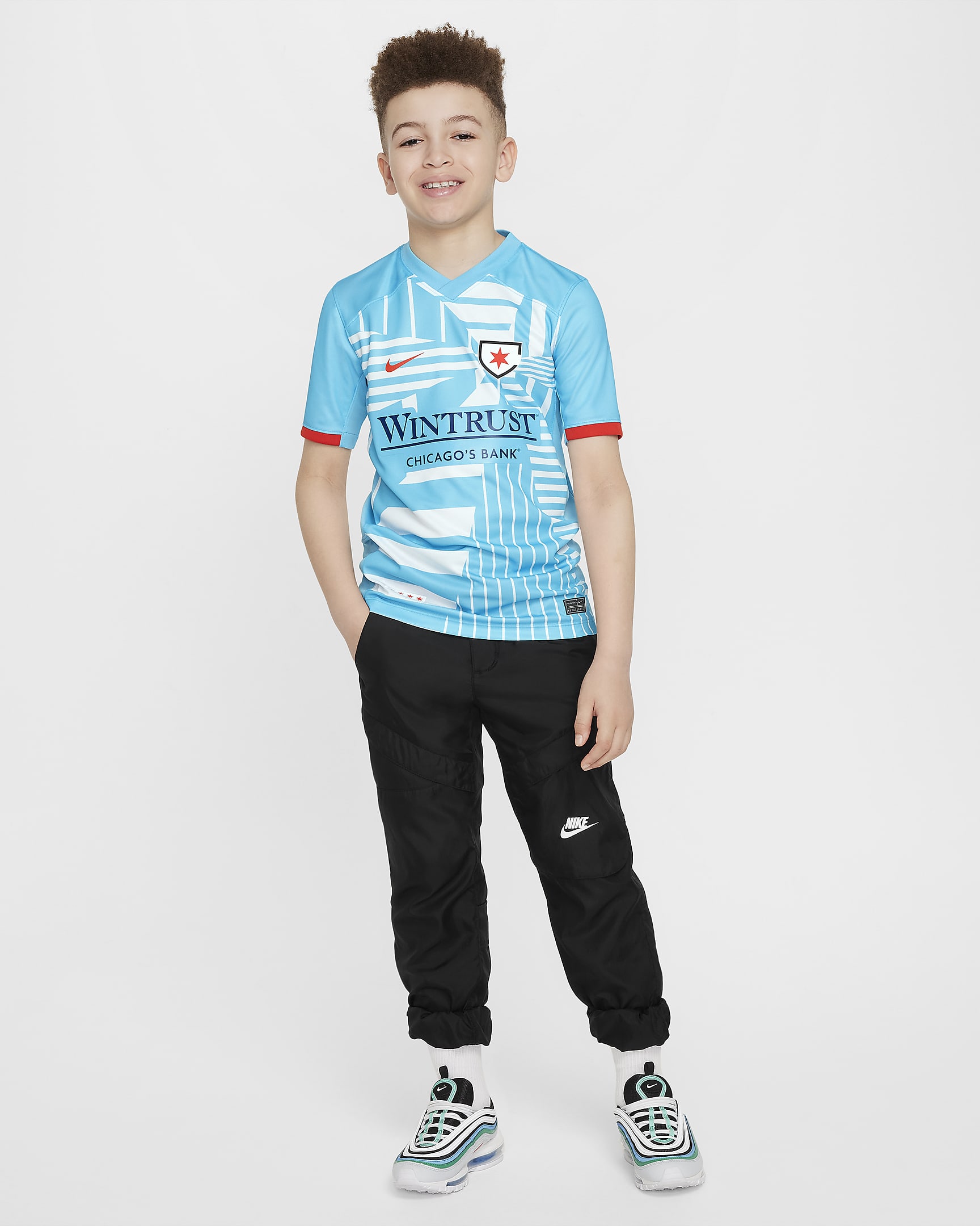 Chicago Red Stars 2024 Stadium Primary Big Kids' Nike Dri-FIT NWSL Replica Jersey - Baltic Blue