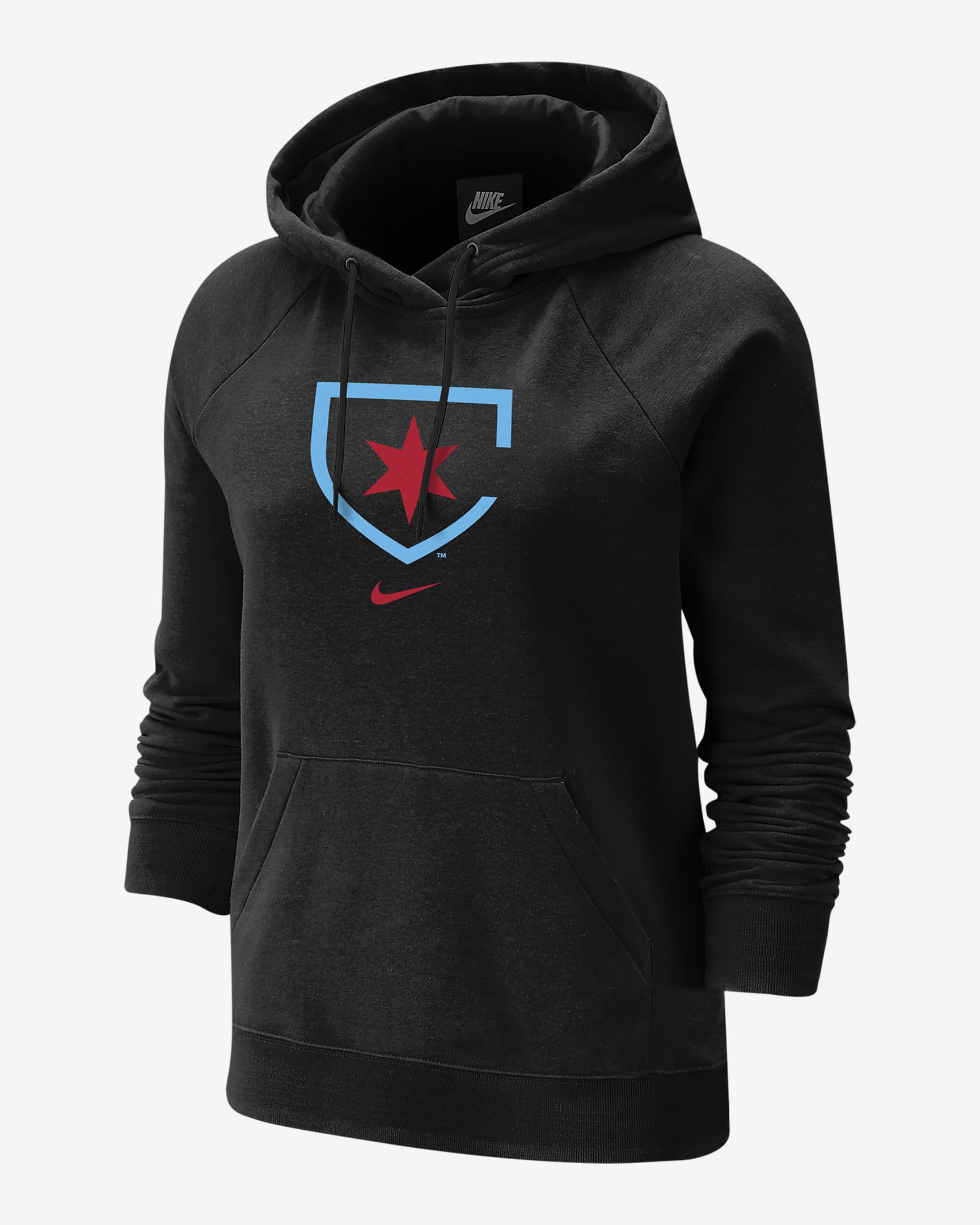 Sudadera con gorro universitaria de fútbol Nike de tejido Fleece para mujer Chicago Red Stars - Negro