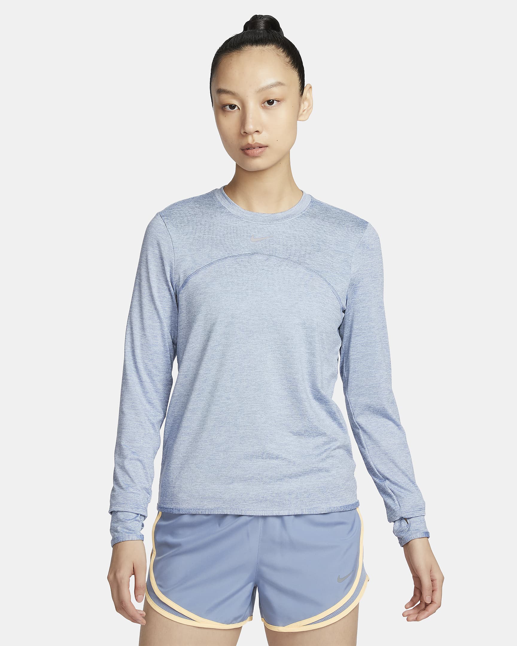 Nike Dri-FIT Swift Element UV Women's Crew-Neck Running Top - Light Armory Blue/Ashen Slate/Heather