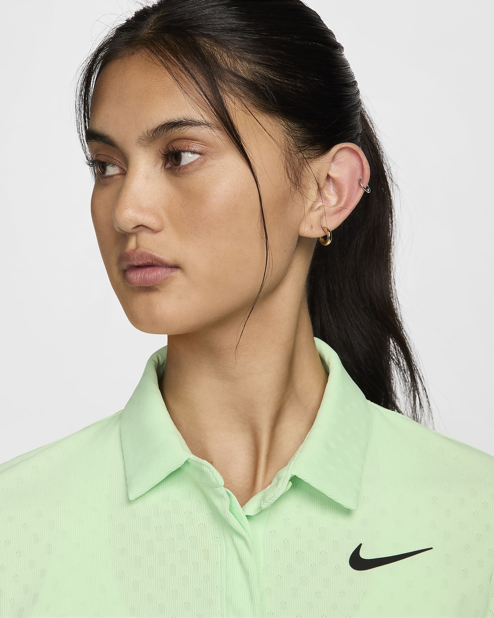 Kortärmad golfpikétröja Nike Tour Dri-FIT ADV för kvinnor - Vapor Green/Svart