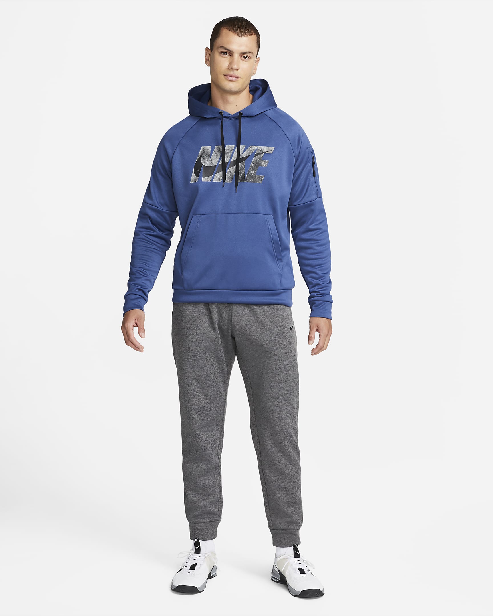 Nike Therma-FIT Men's Pullover Fitness Hoodie - Mystic Navy/Mystic Navy/Black/Black