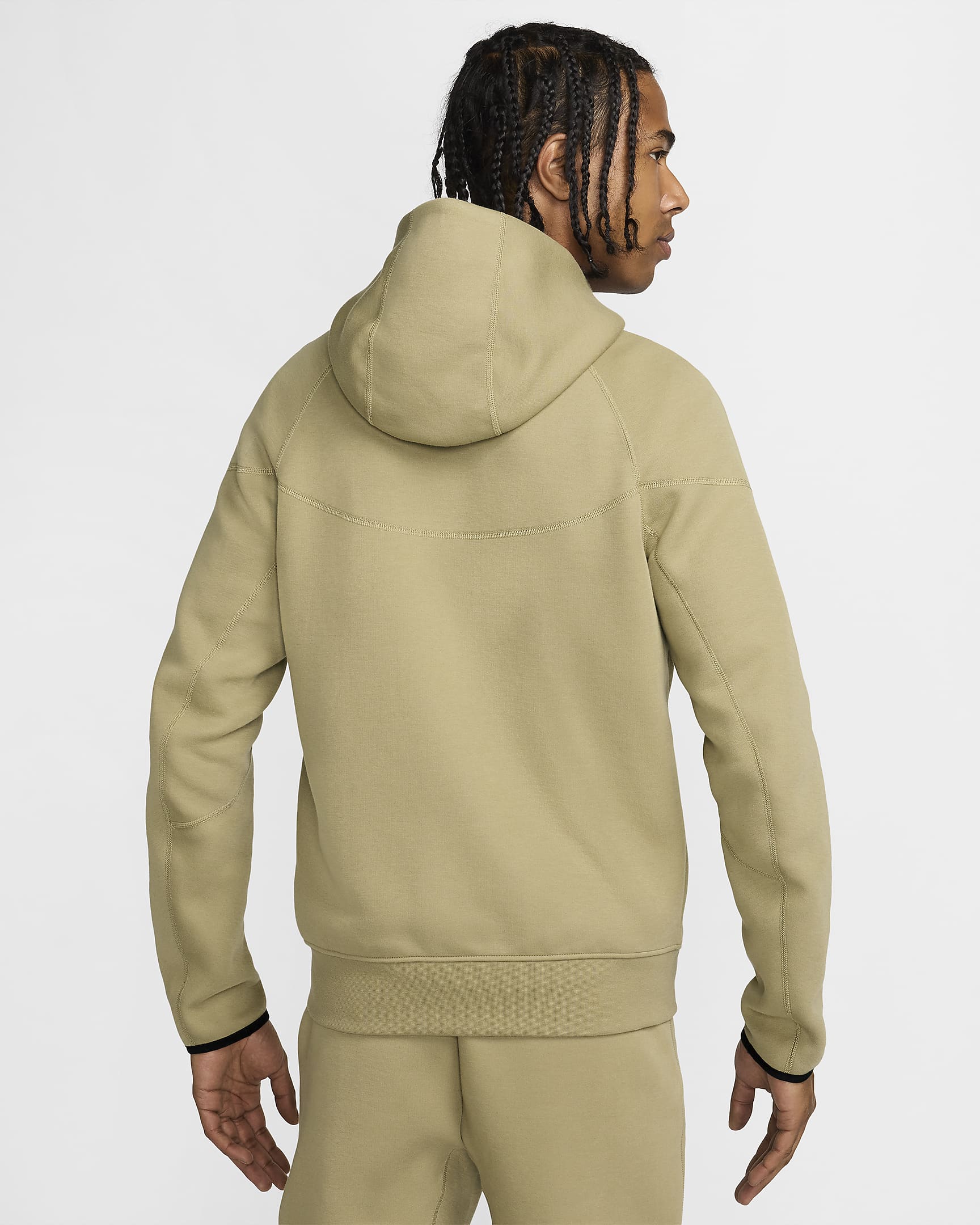 Nike Sportswear Tech Fleece Windrunner cipzáras, kapucnis férfipulóver - Neutral Olive/Fekete