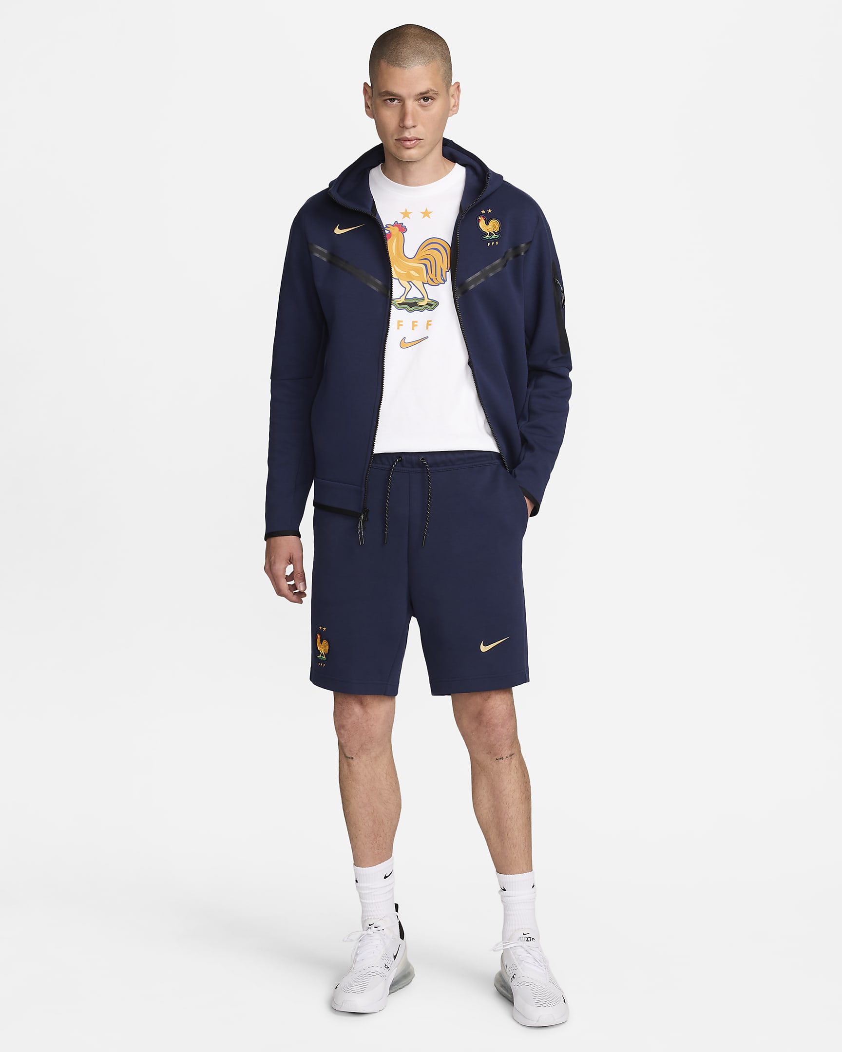 FFF Nike Sportswear Tech Fleece Herrenshorts - Blackened Blue/Club Gold