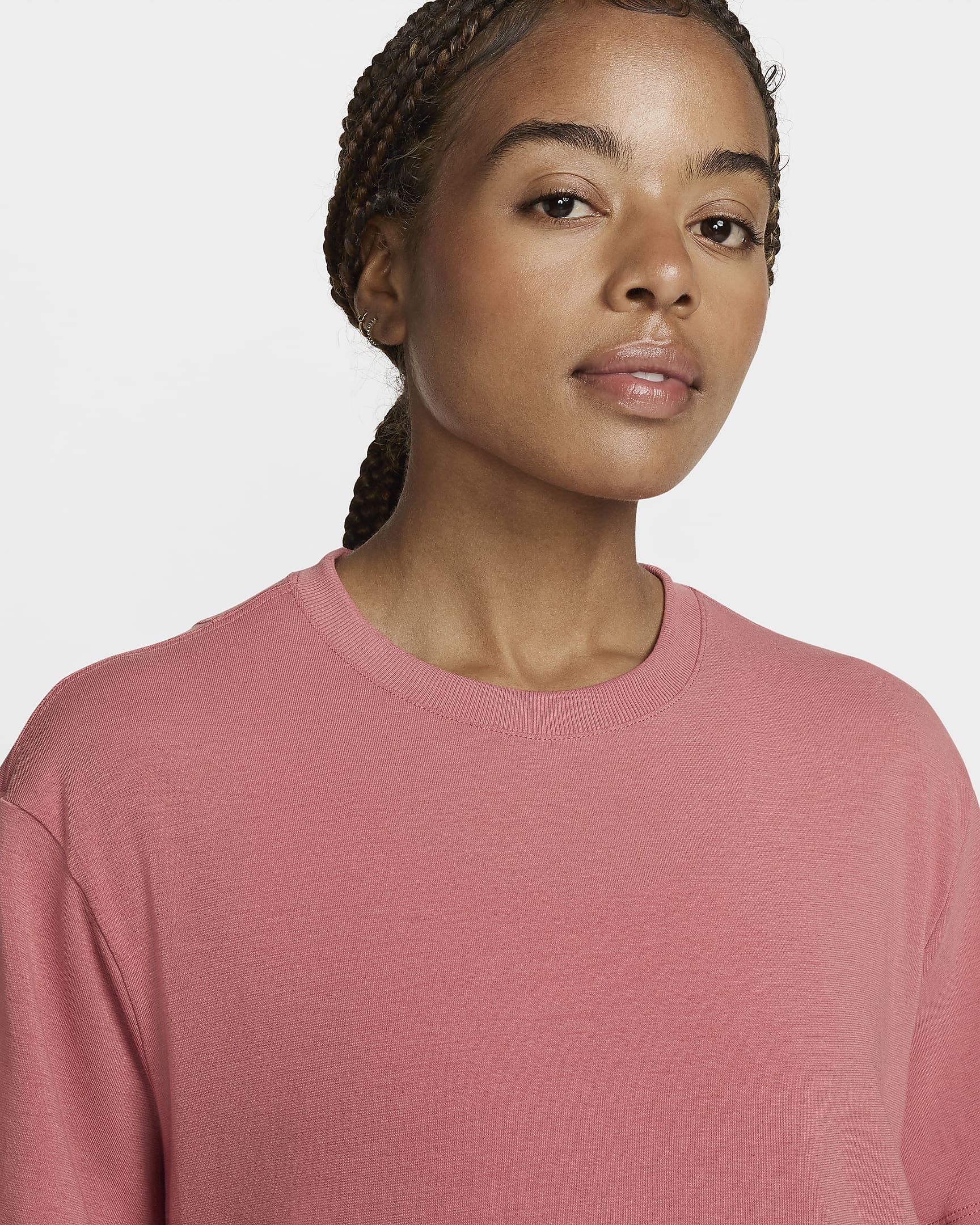 Haut à manches courtes Dri-FIT Nike One Relaxed pour femme - Canyon Pink/Noir