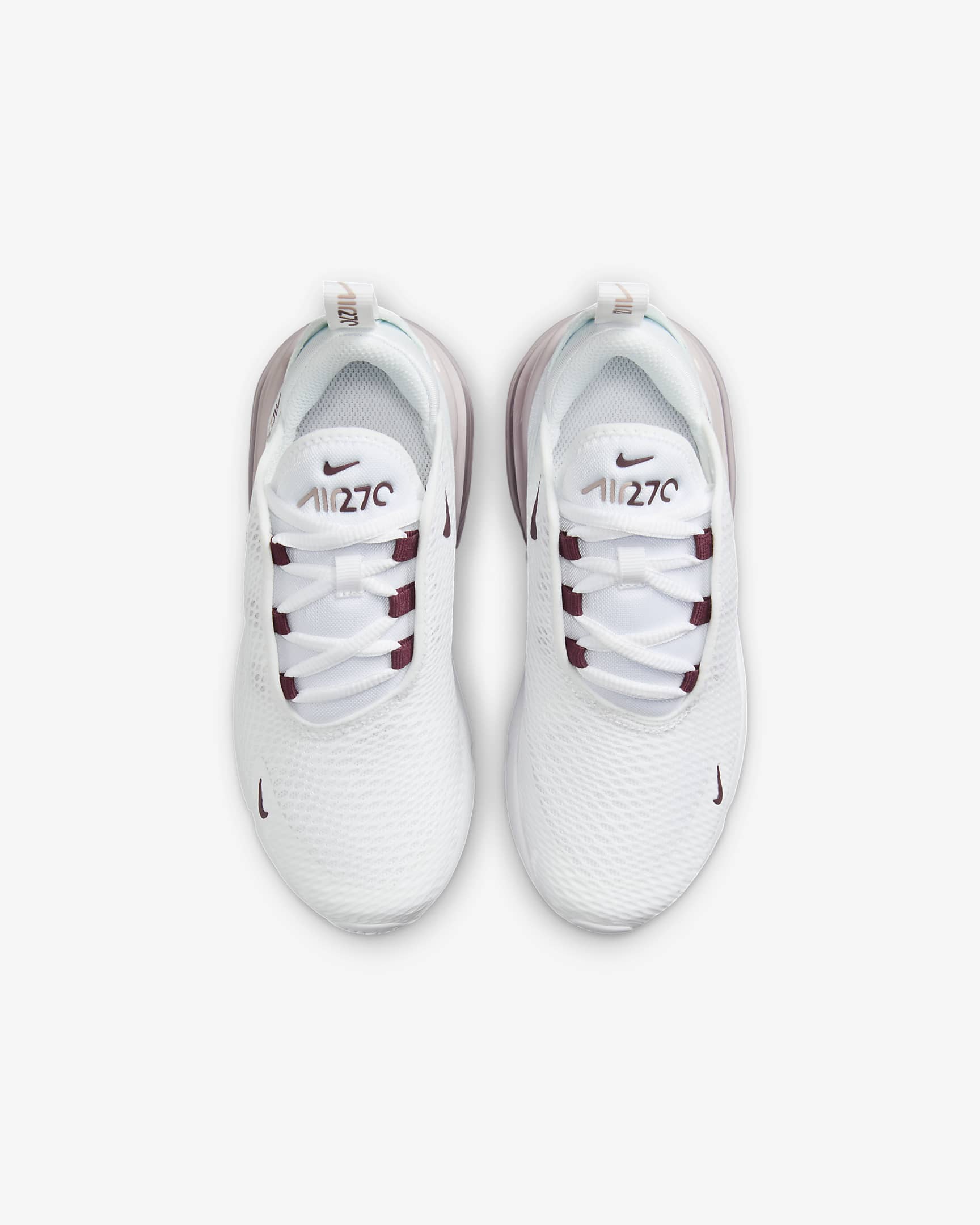 Tenis para niños de preescolar Nike Air Max 270 - Blanco/Violeta platino/Burdeos enérgico