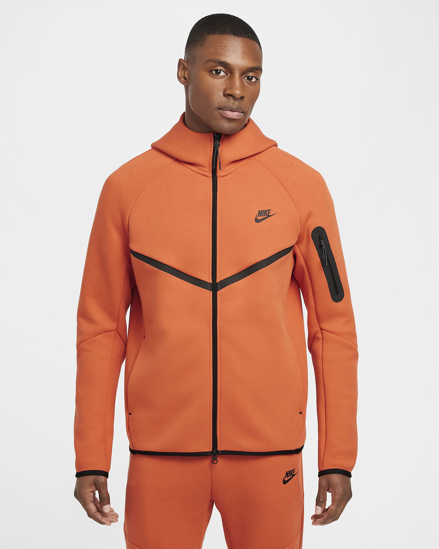 Nike Tech Men's Full-Zip Windrunner Hoodie - Vintage Coral/Black