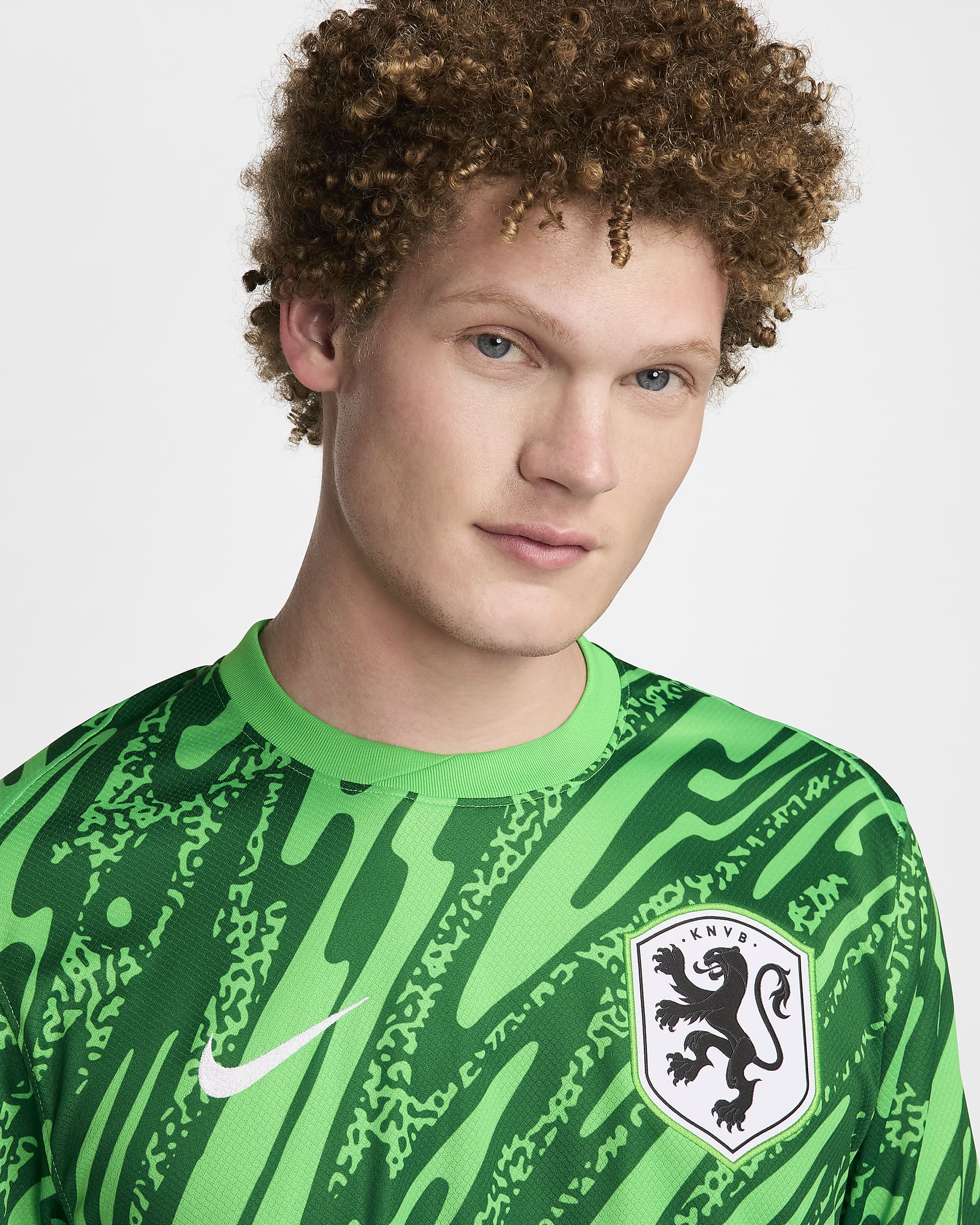 Pánská replika brankářského fotbalového dresu Nike Dri-FIT Nizozemsko (ženský tým) Stadium 2024/25 - Green Spark/Pine Green/Bílá