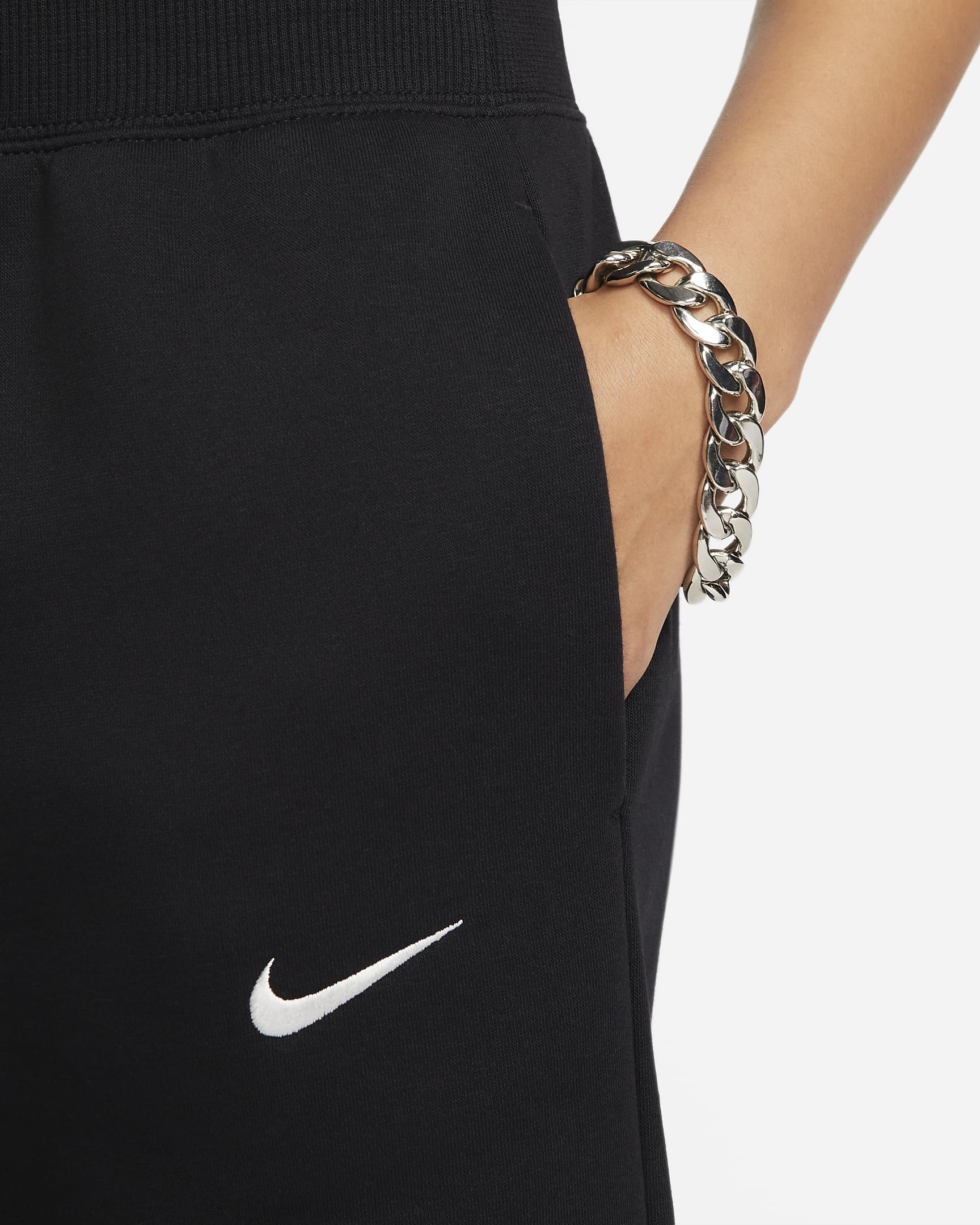 Nike Sportswear Phoenix Fleece korte joggingbroek met hoge taille voor dames - Zwart/Sail